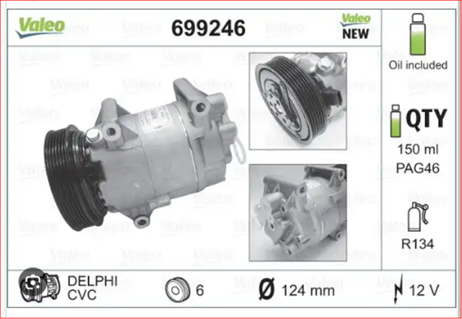 699246 - KLIMA KOMPRESORU MEGANE I 1.4 1.6 99- MEGANE II 1.4 1.6 1.5DCI 02- (2763000Q2M,7711135105,8200050141-VALEO-RENAULT / VALEO