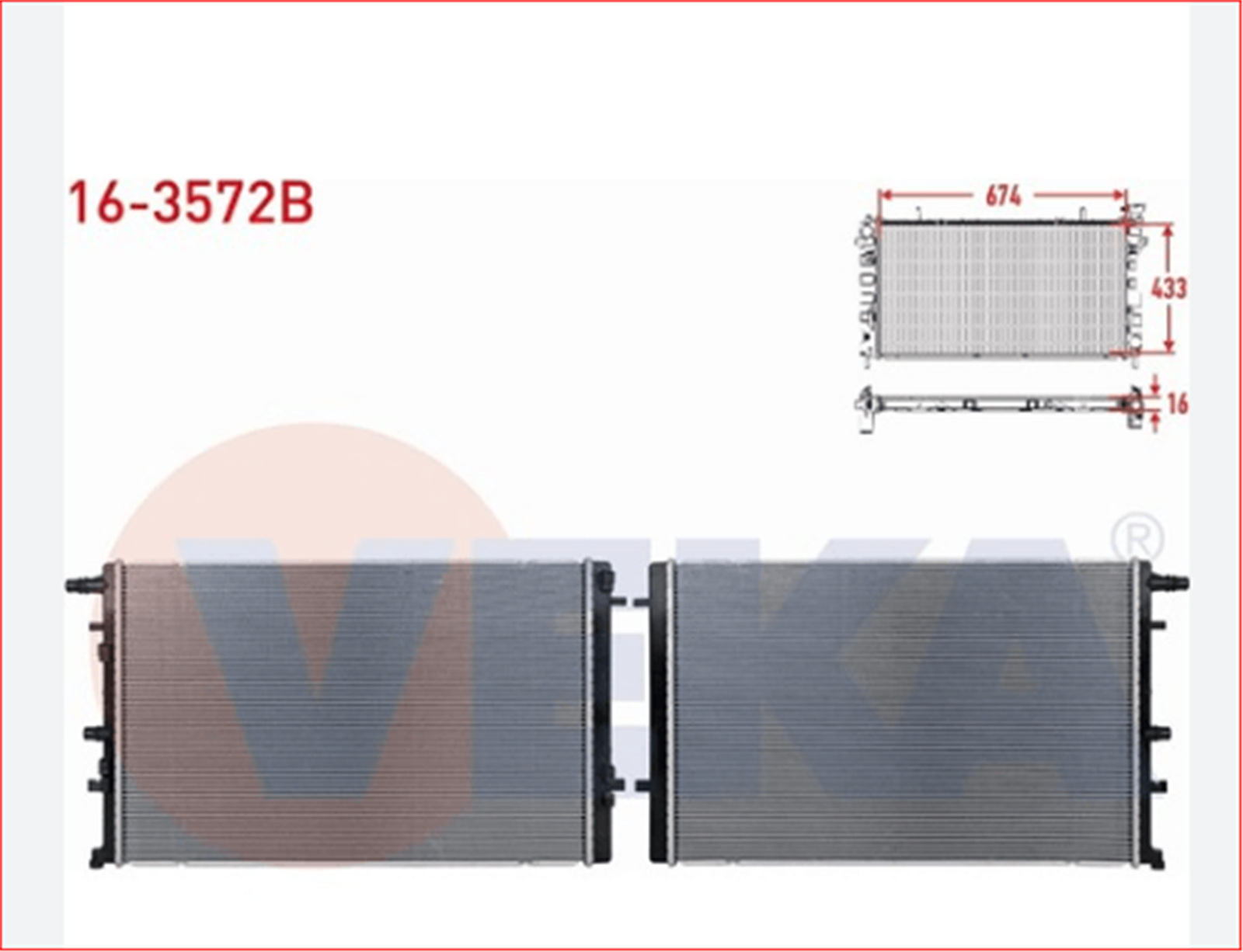 VEKA-16-3572B - YARDIMCI SU RADYATORU BRAZING MEGANE IV 1.2 TCE 1.3 Tce 1.5 DCI Euro 6 2016- KANGOO 1-VEKA-RENAULT / VEKA