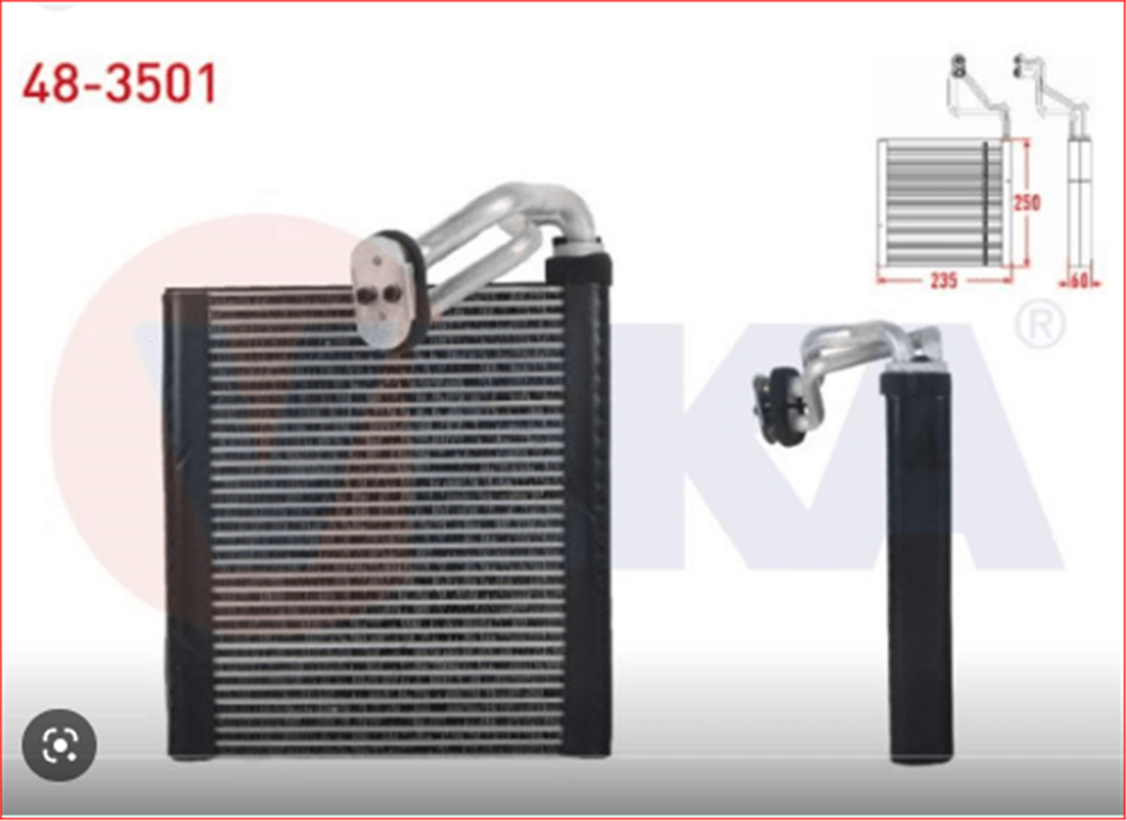 VEKA-48-3501 - KLIMA EVAPORATORU BORULU 250X235X38 FLUENCE 1.6 16v - 1.5 DCI 2011-2016 MEGANE III 1.6 16v - 1.5 DCI-VEKA-RENAULT / VEKA