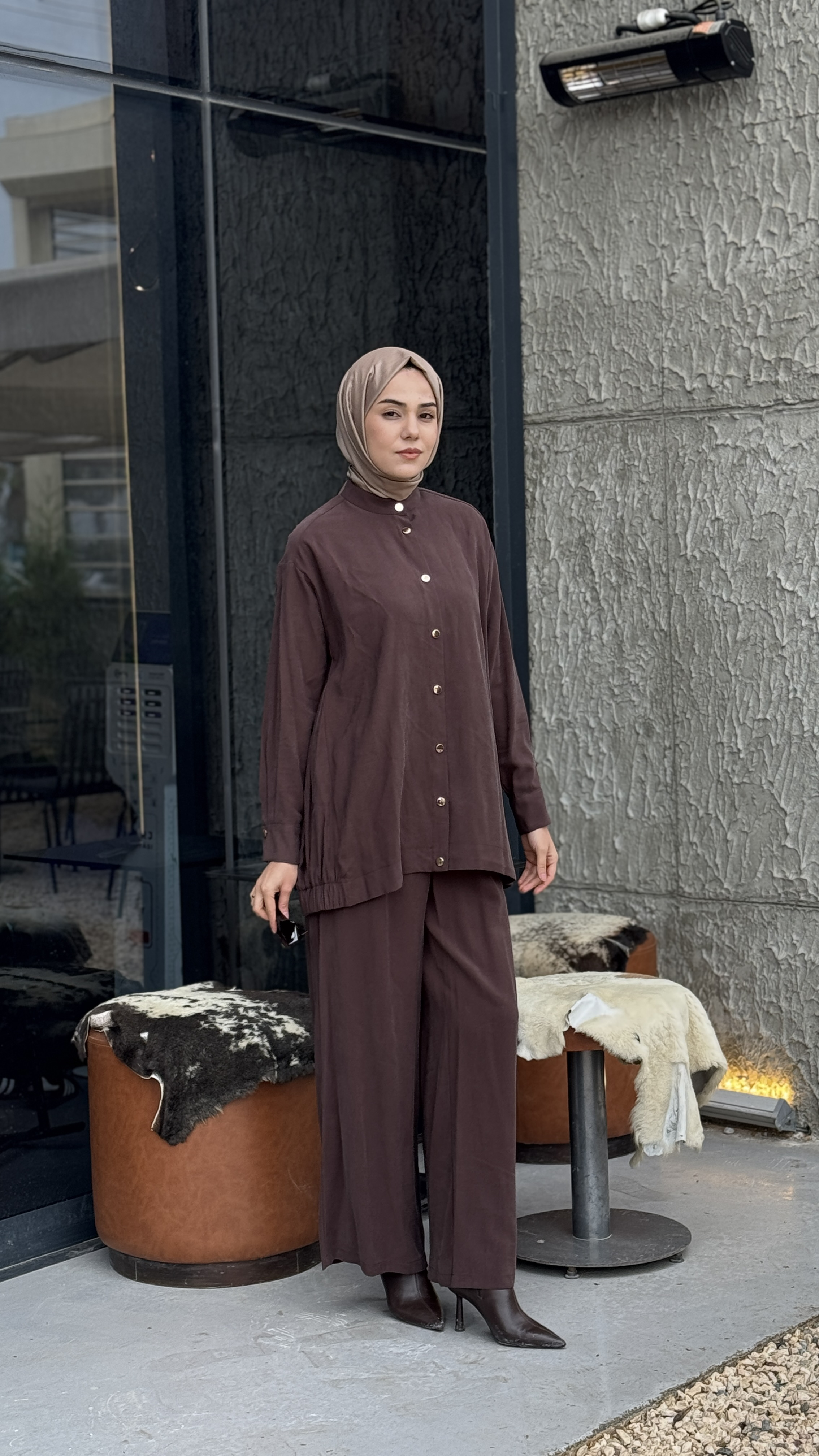 Almarwah Düğme Detaylı Pantolonlu Takım 202971