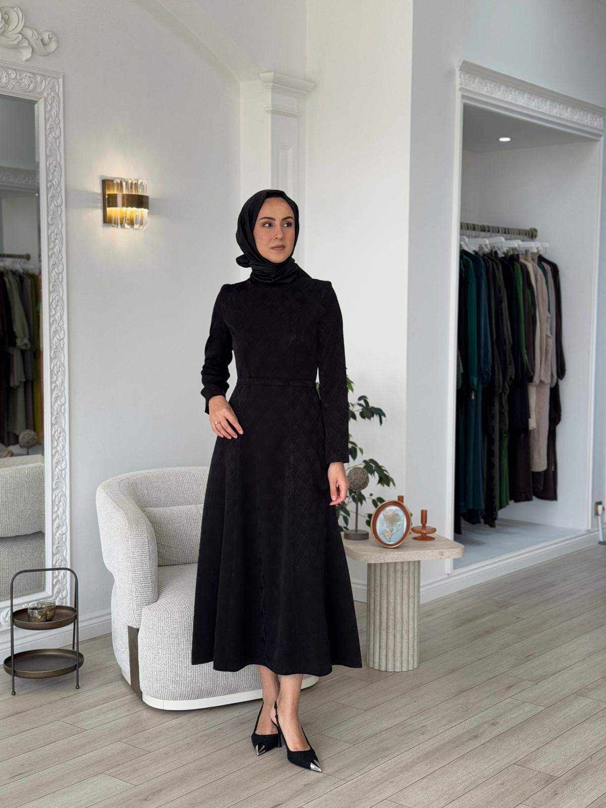 Almarwah İpek Elbise Siyah 90476