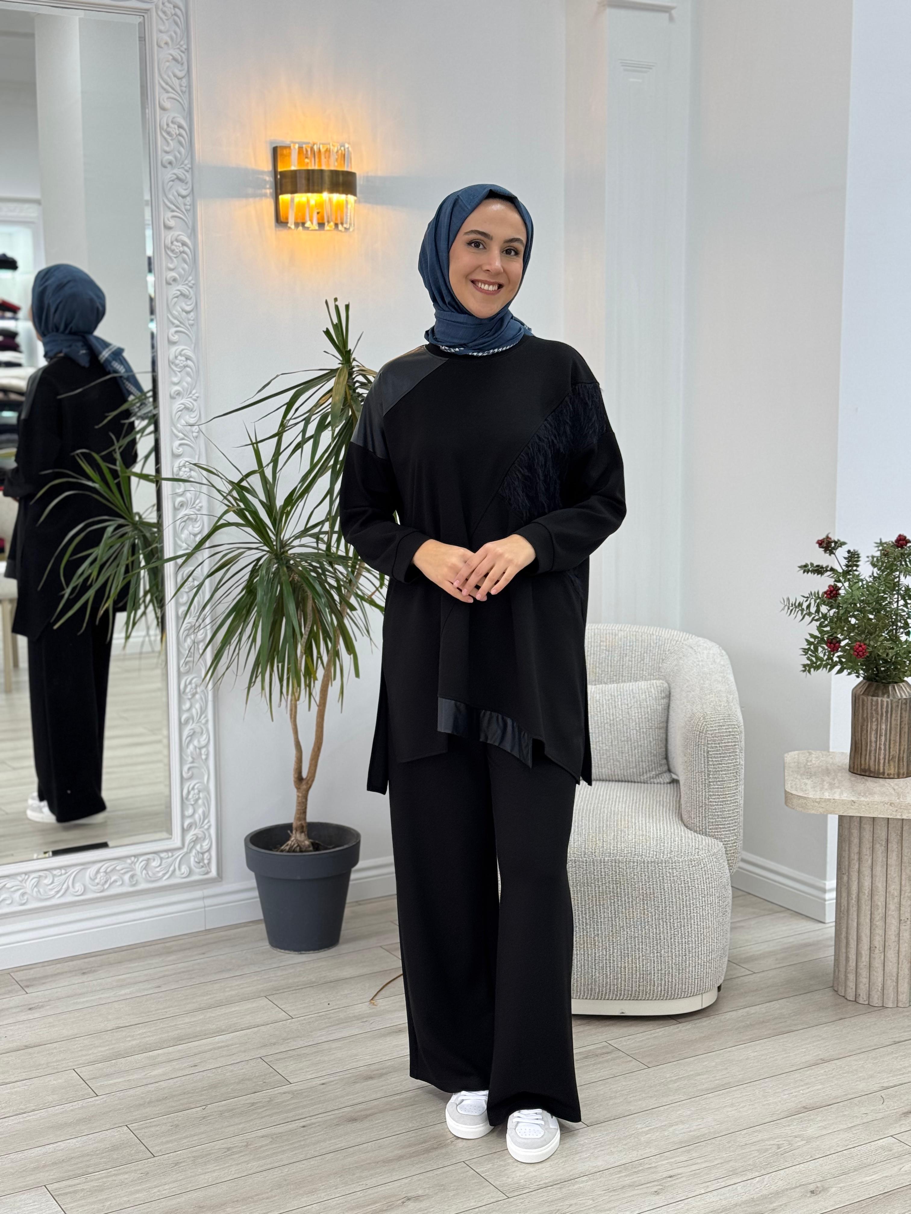 Almarwah Kumaş Detaylı Pantolonlu Takım 202662