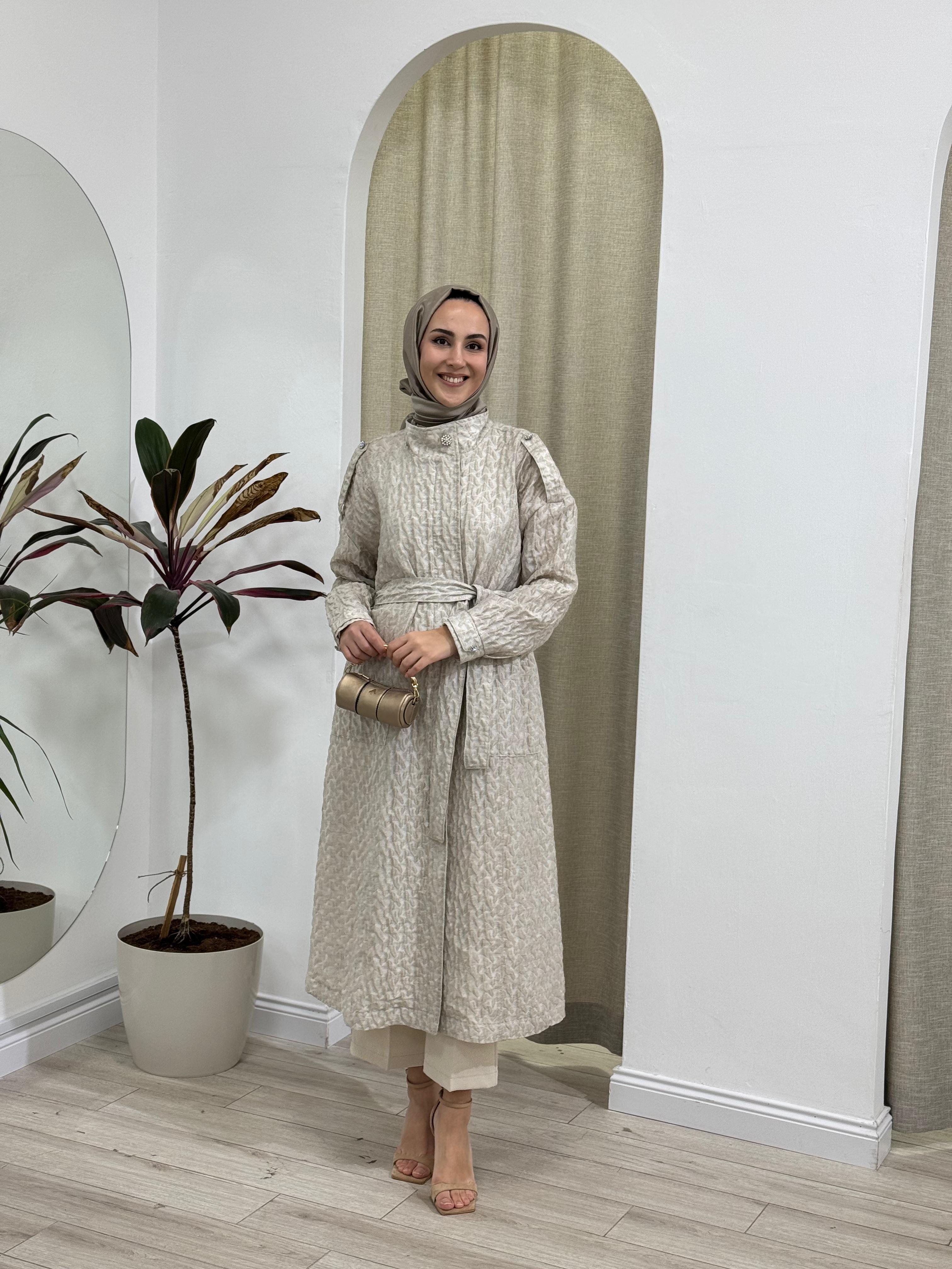 Almarwah Taş Detaylı Kap Bej 404955