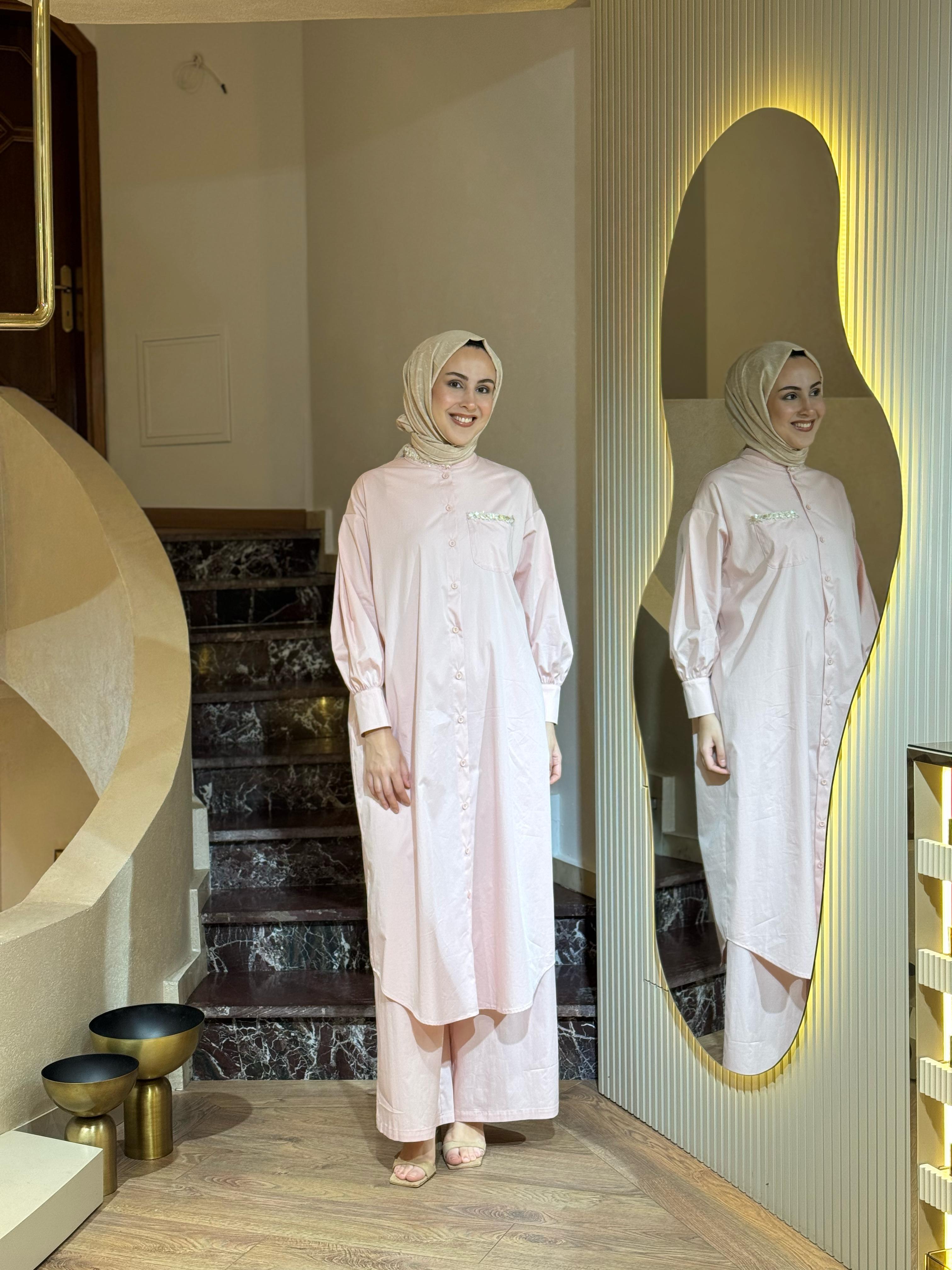 Kahma Beli Lastikli Pantolon Soft Pembe 25y11165