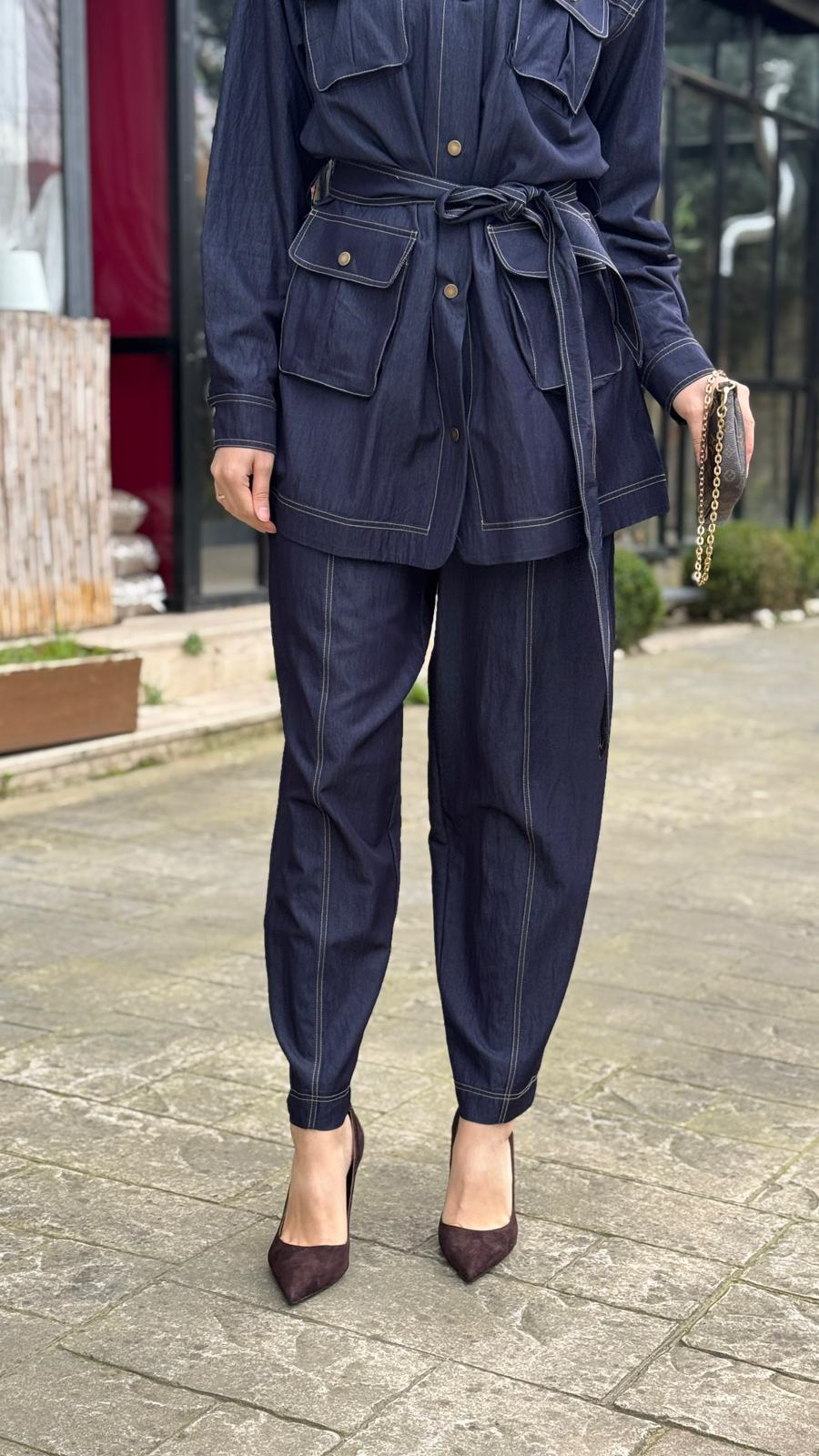 Kahma Kontrast Dikişli Denim Pantolon 26y11310