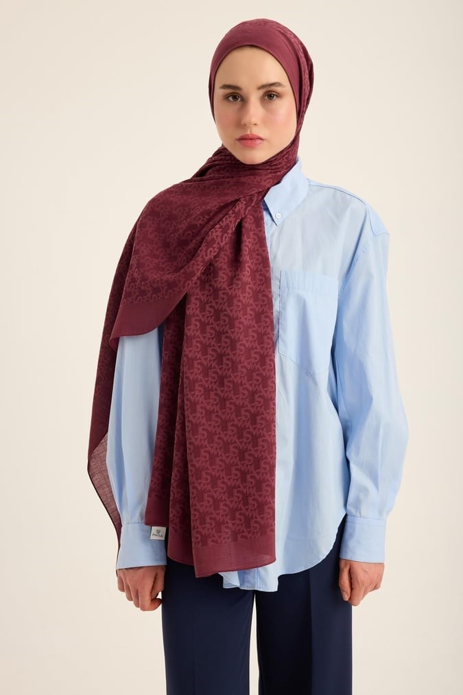 Maisa İpek Pamuk Tencel Şal Bordo 2958