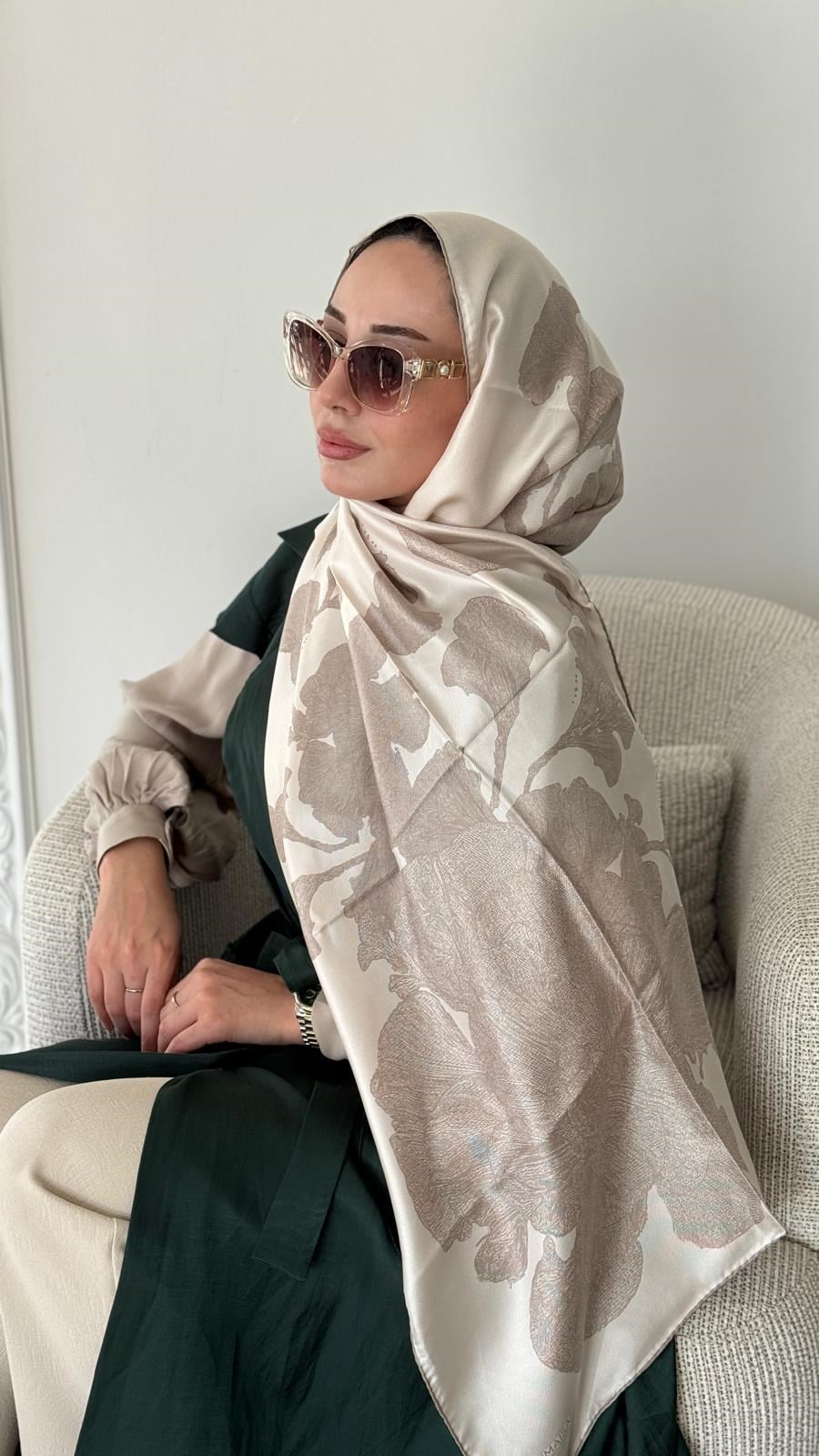 Maisa Mulberry İpek Şal Bej F 2954