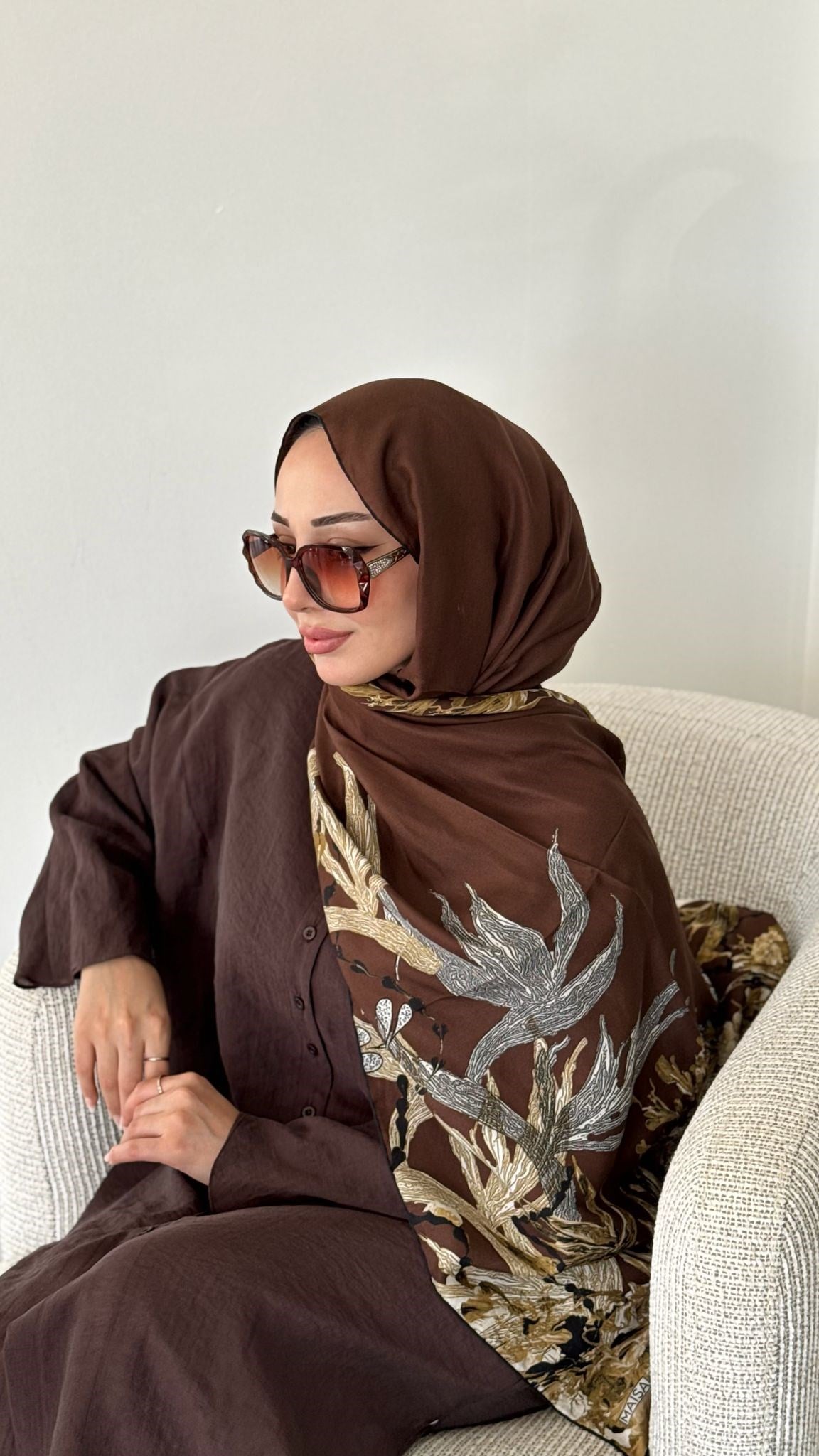 Maisa Pamuk İpek Şal S Kahverengi 2955