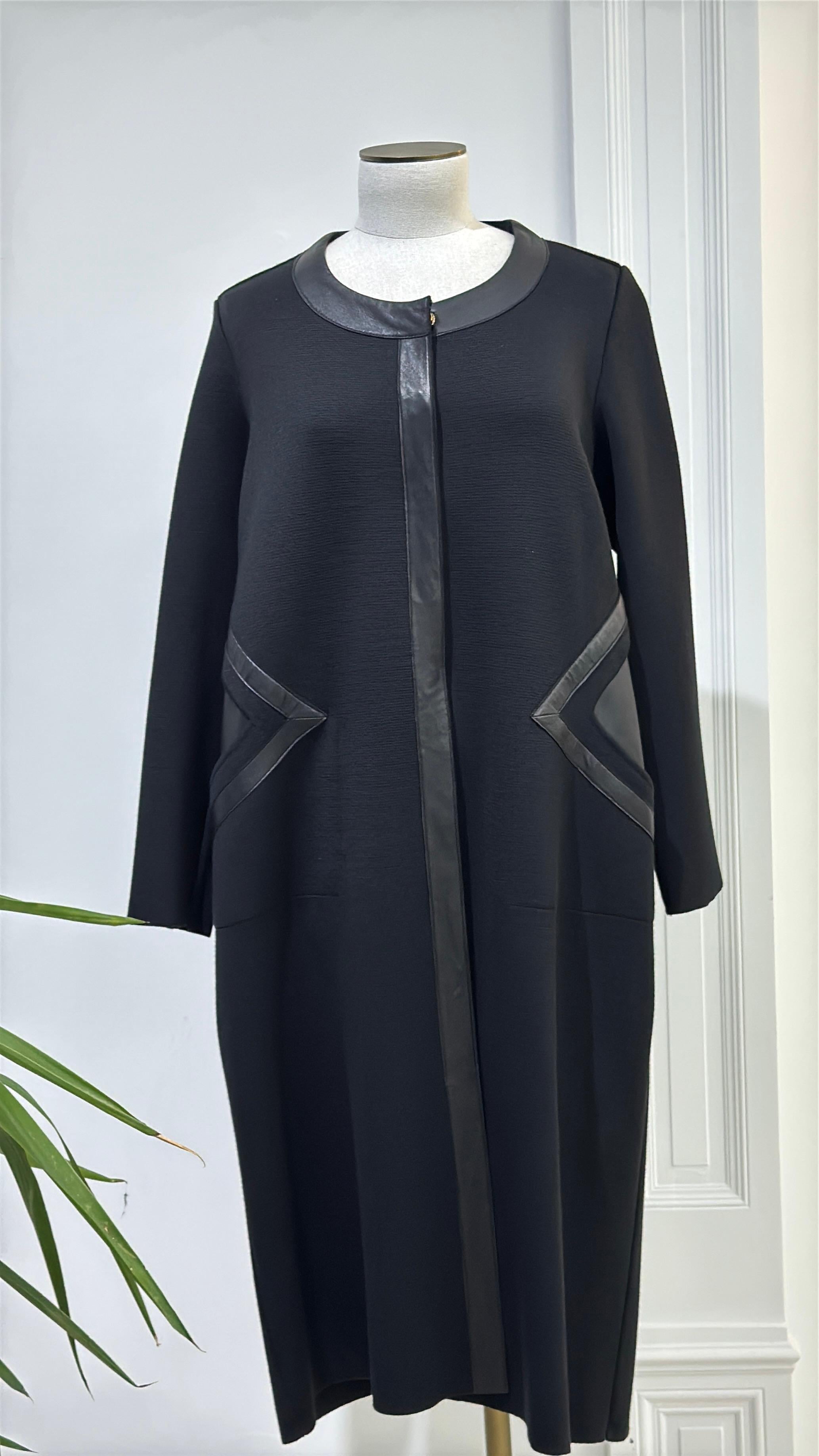 Miss Dalida Cep Detaylı Derili Triko Kap Siyah t24k-8009