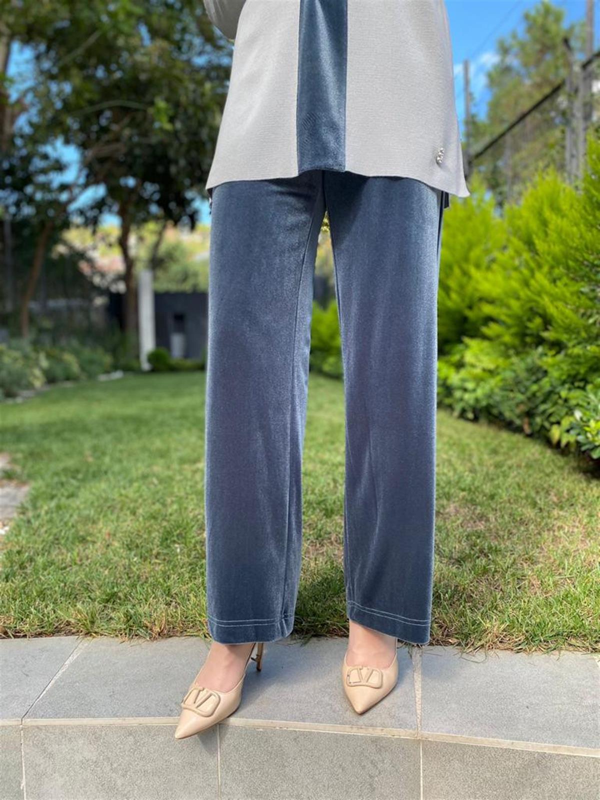 Miss Dalida Kadife Petrol Pantolon T24K-7005