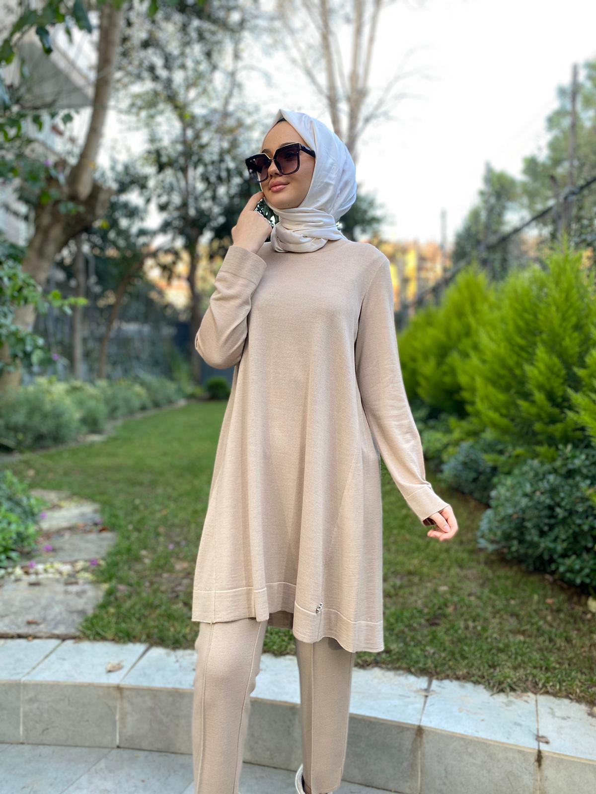Miss Dalida Sırt Plise Detaylı Triko Tunik Coro Caramel t24k-6032
