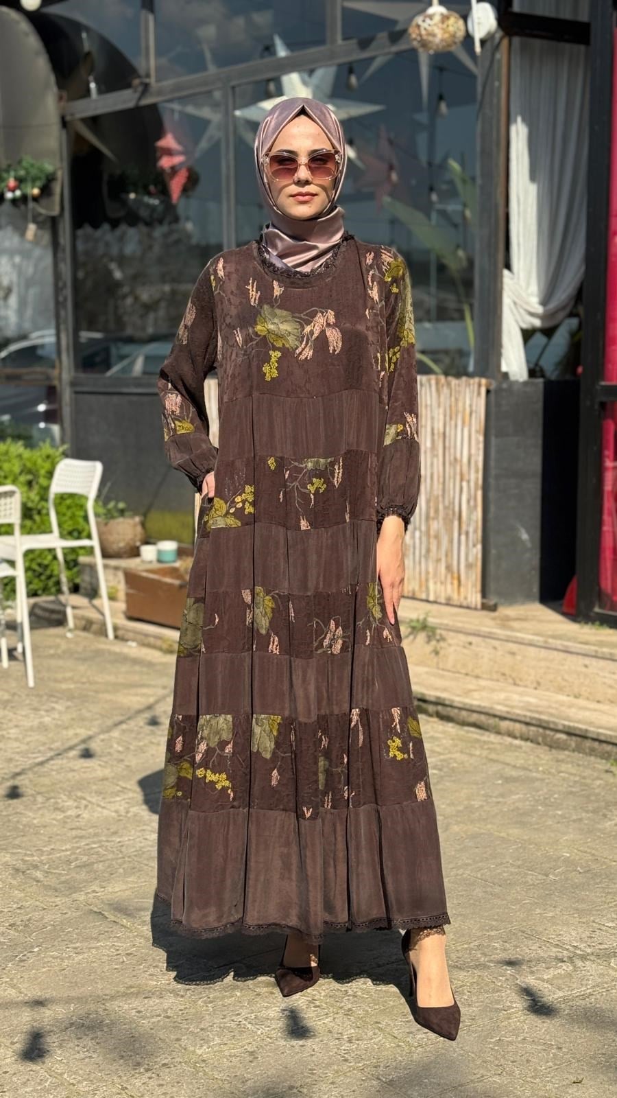 Misswhence Büyük Beden Desenli Elbise v3305