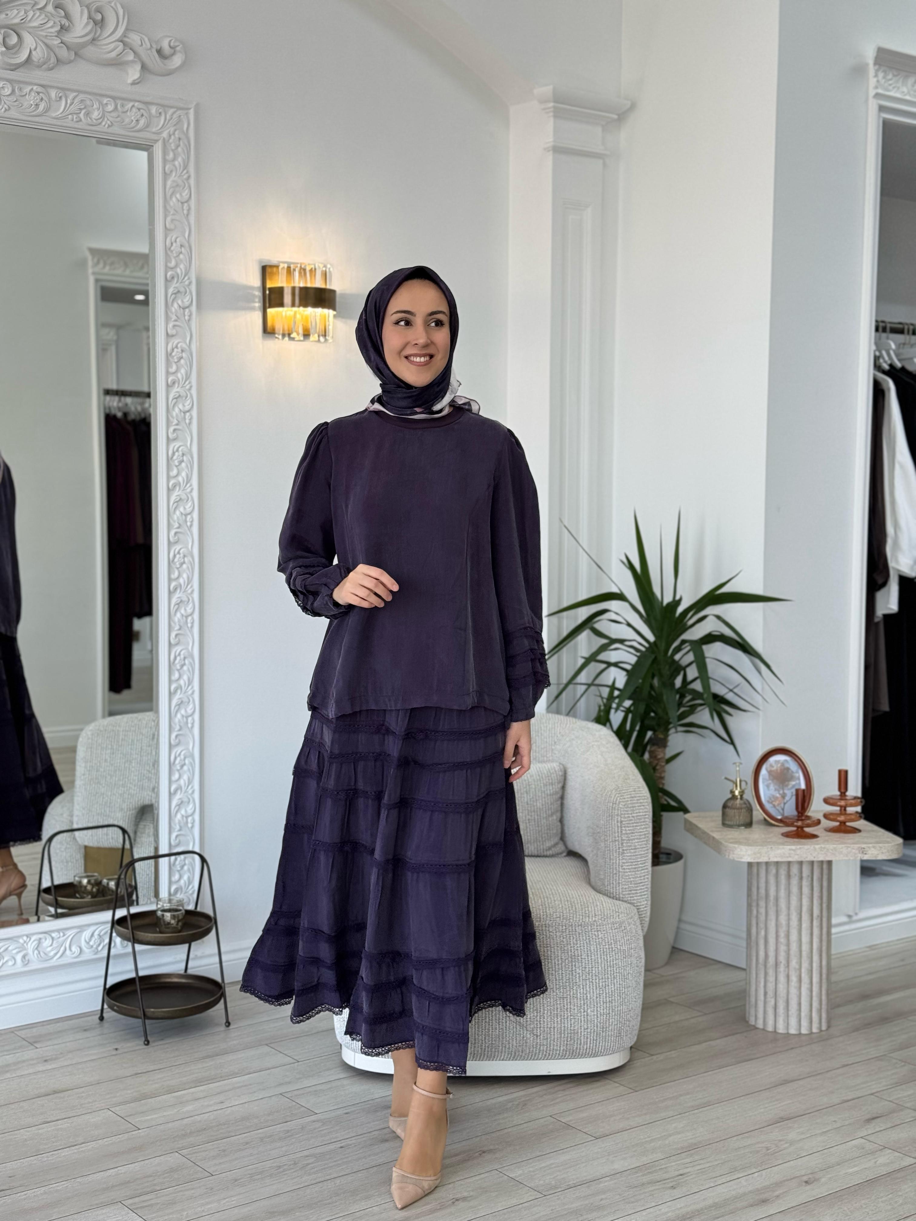 Misswhence Dantel Detaylı Takım Mor 37005