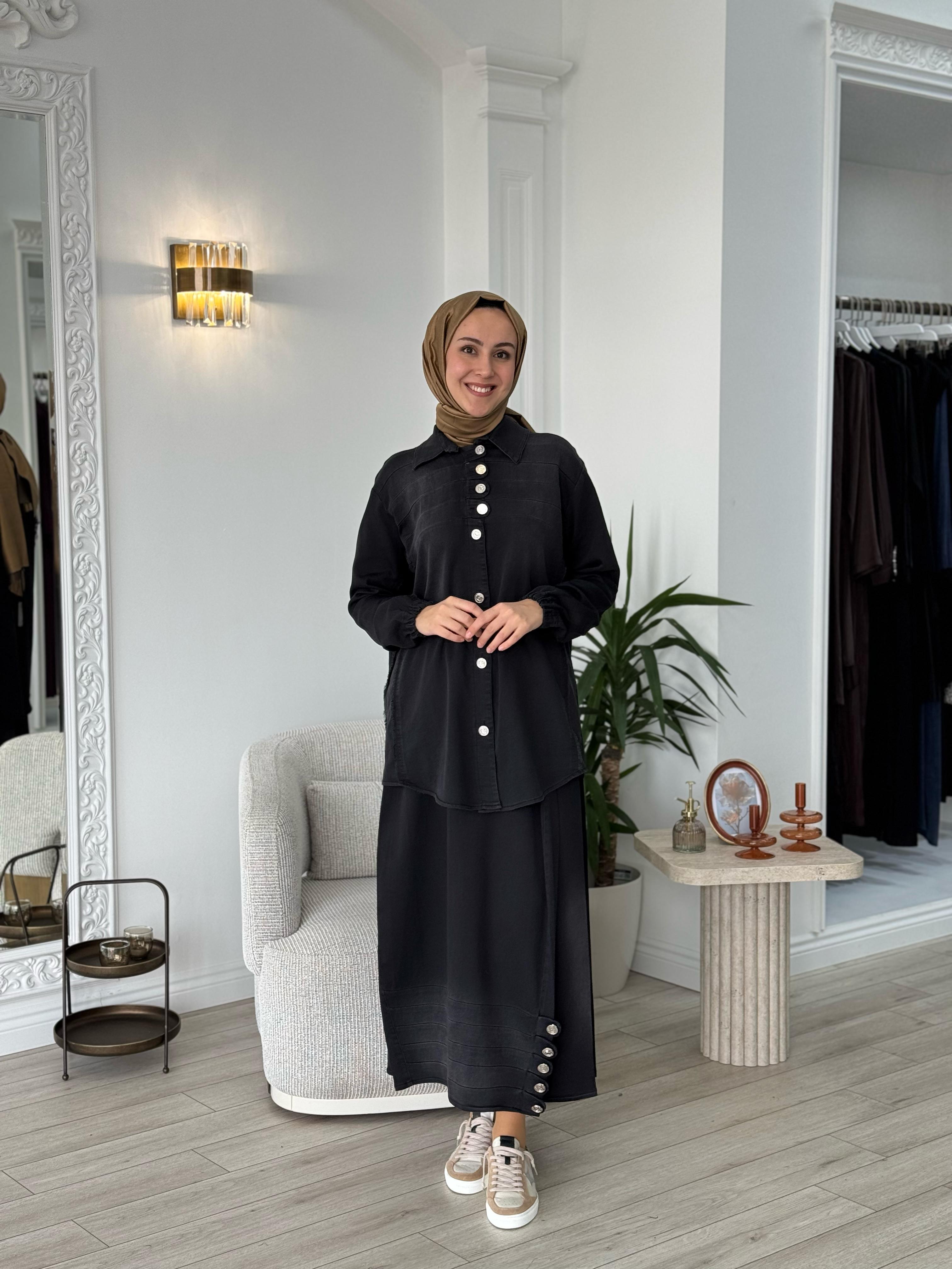 Misswhence Düğme Detaylı Takım Siyah 37304
