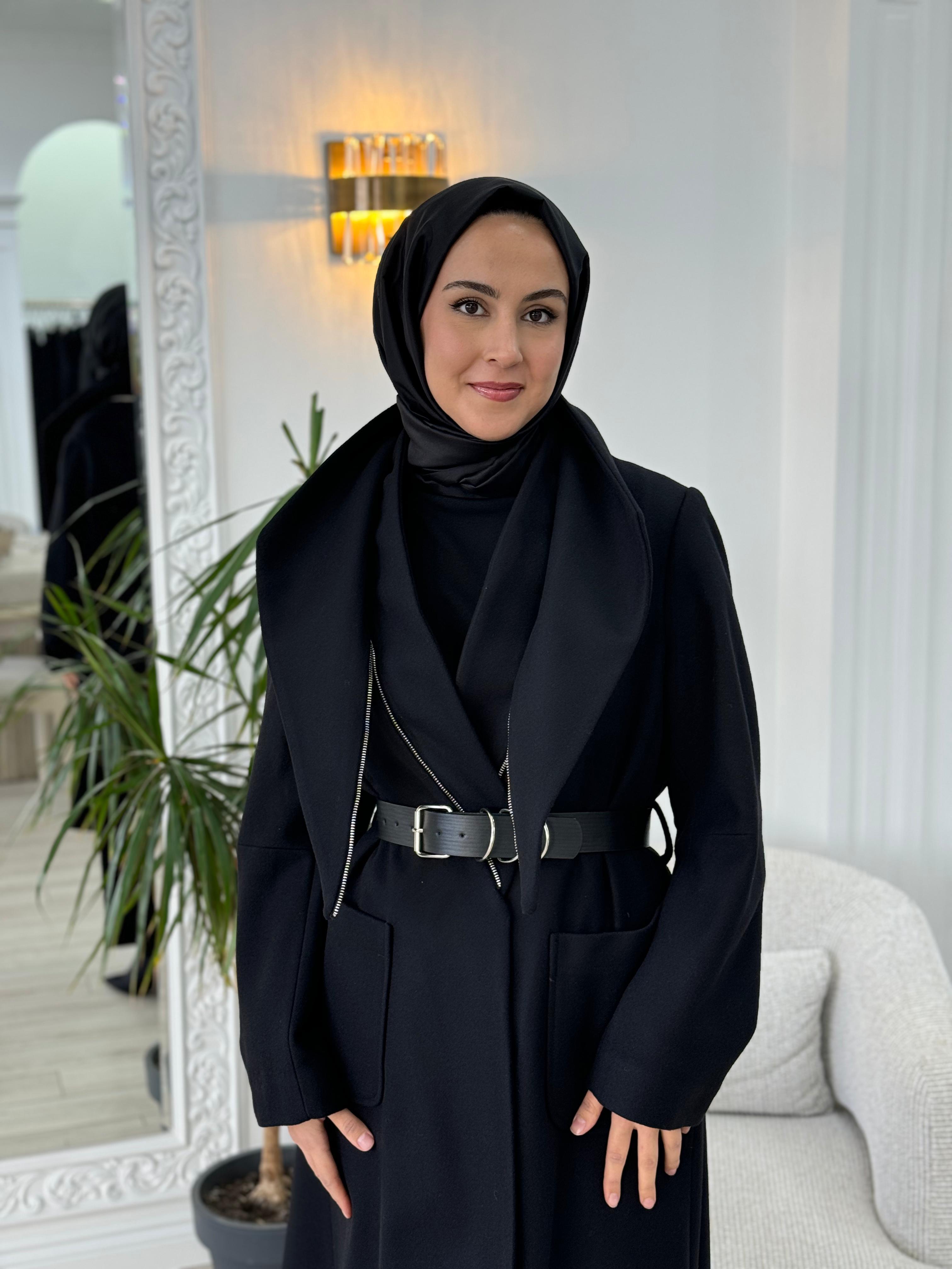 Misswhence Fermuar Detaylı Kaşe Kaban 36411