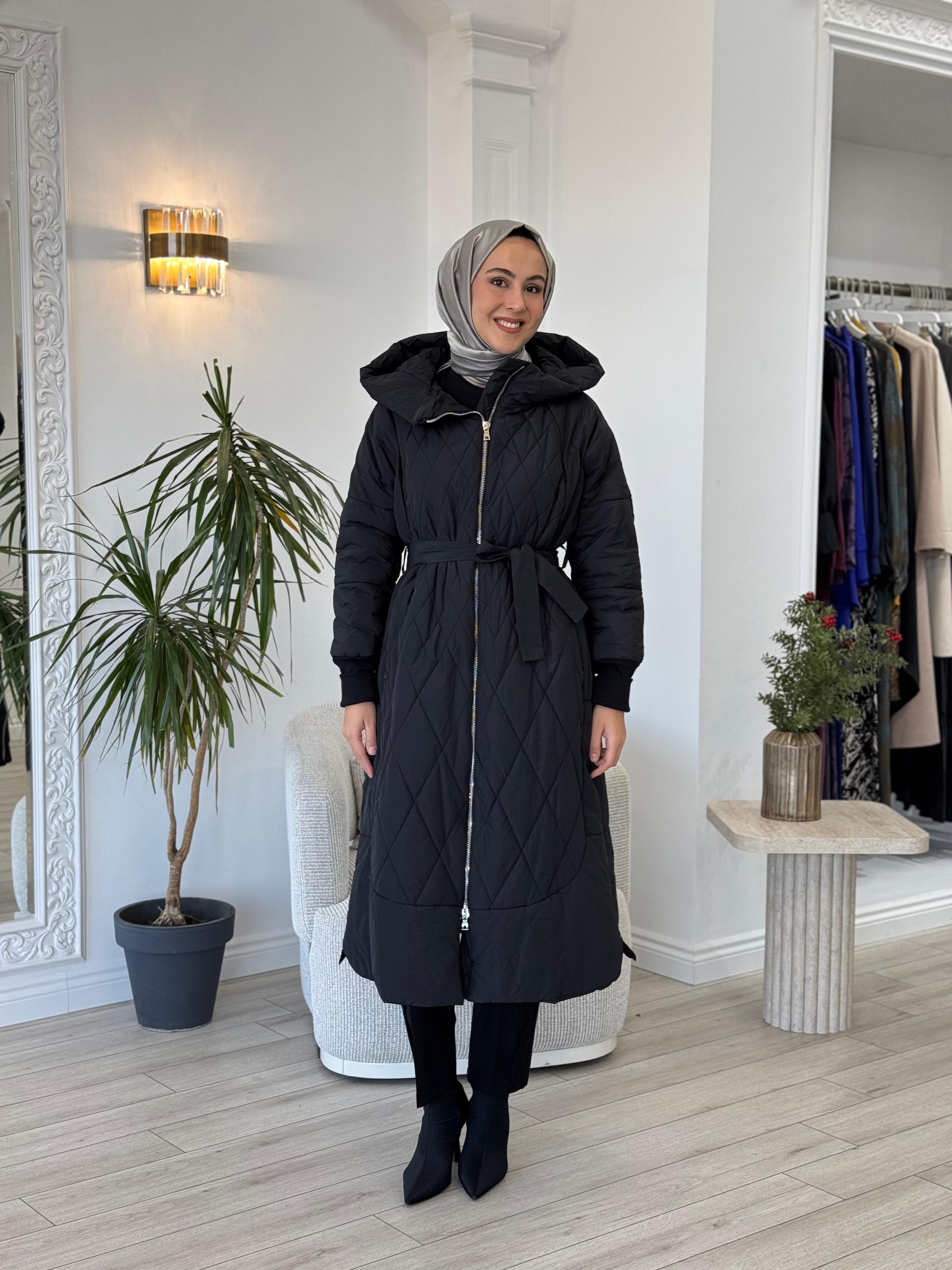 Misswhence Kapitoneli Şişme Pardesü Siyah 36533
