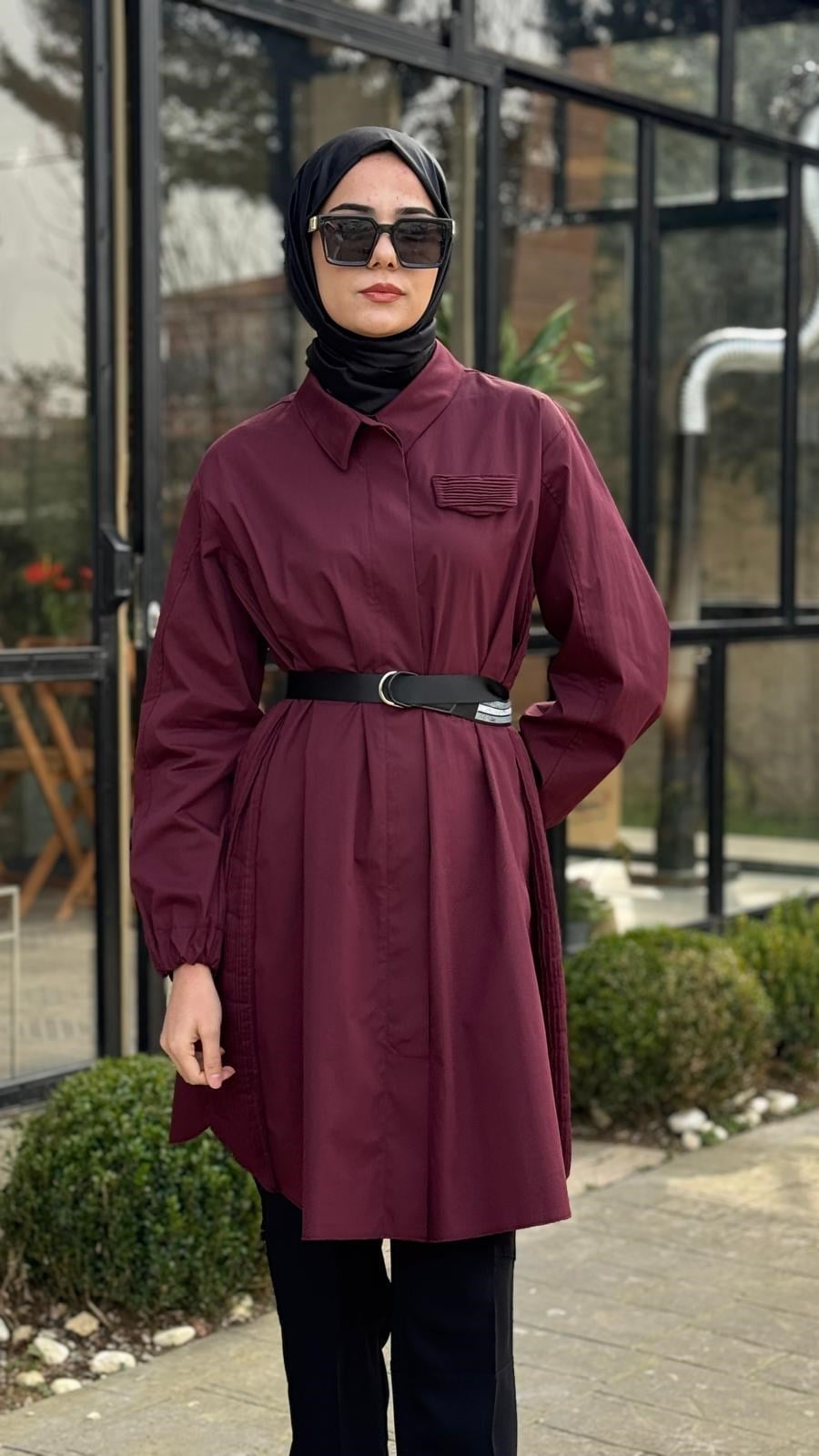 Misswhence Nervür Detaylı Kemerli Gömlek 39305