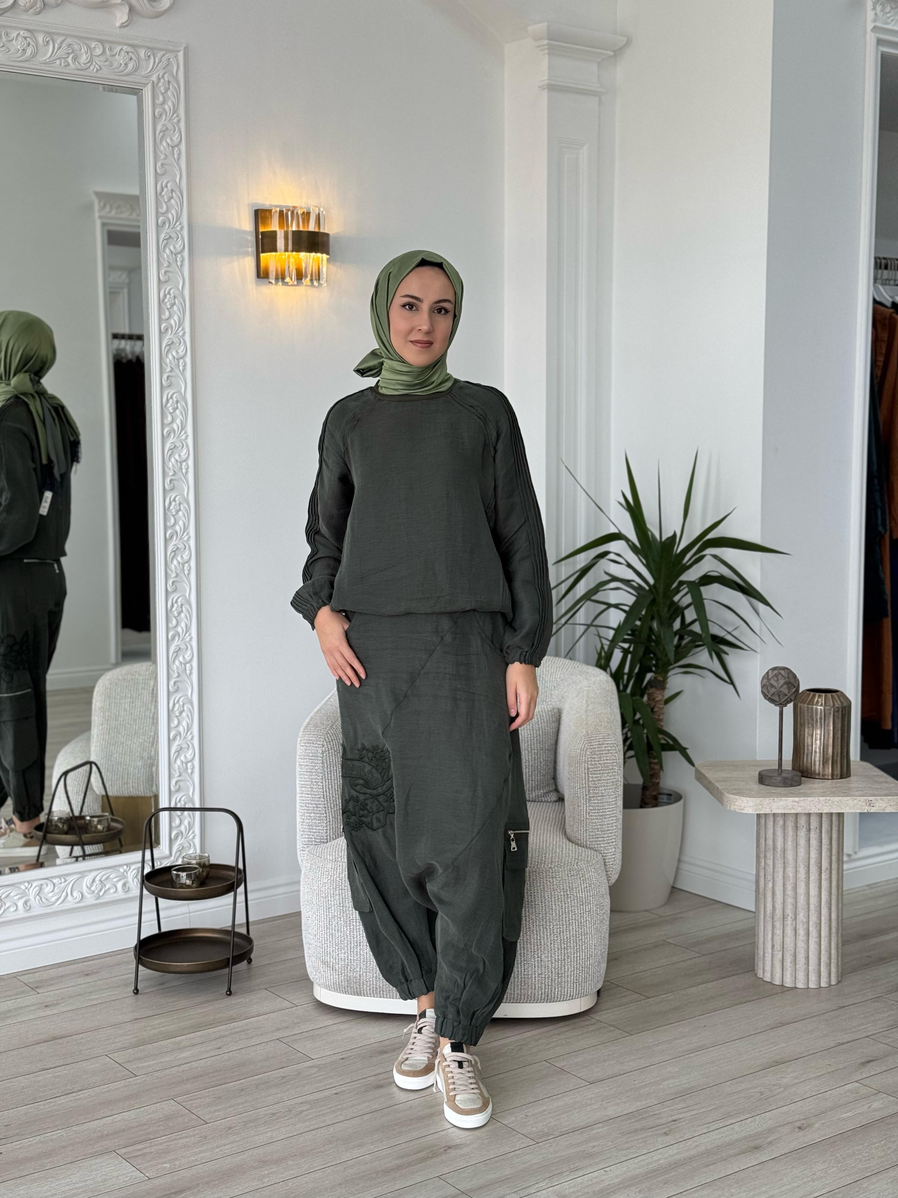 Misswhence Şalvarlı Tunik Takım Haki 37002
