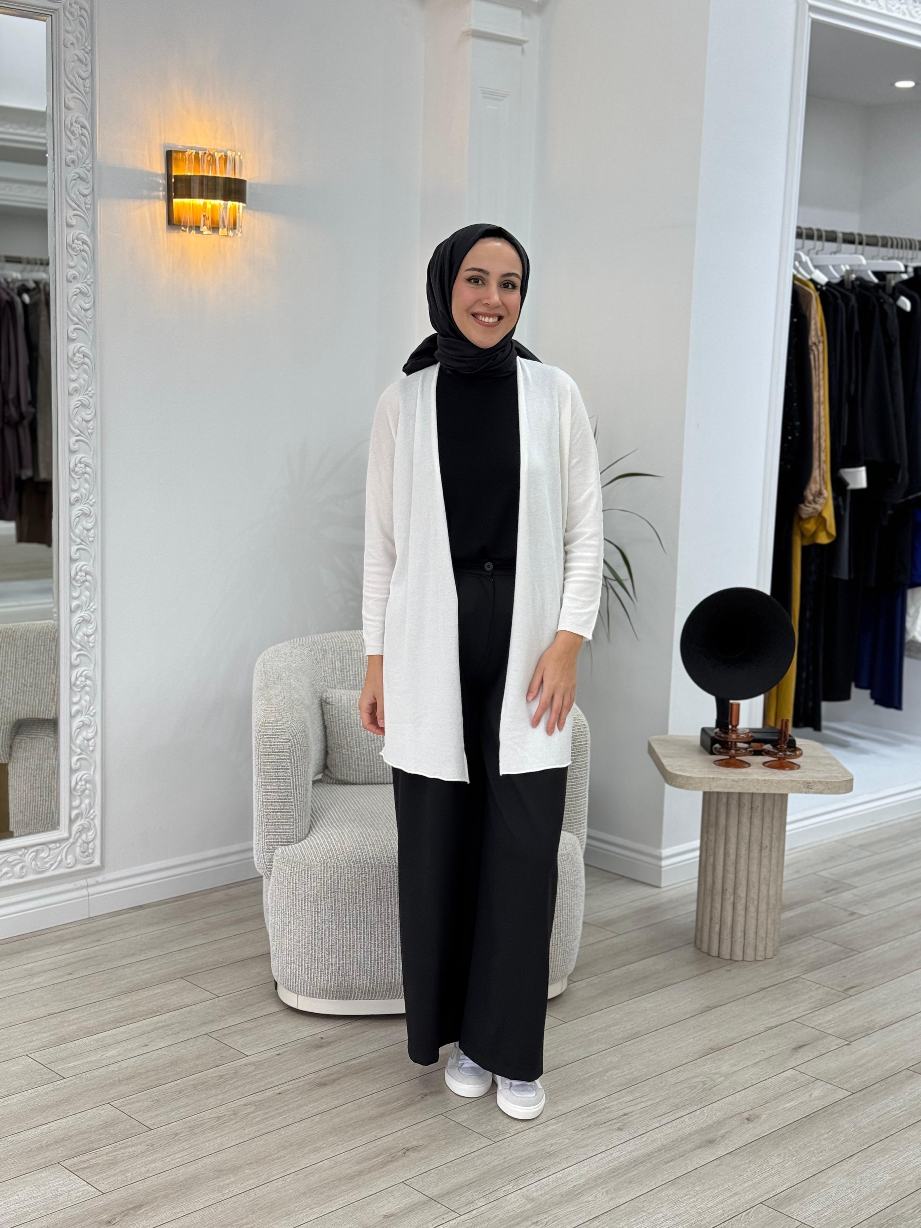 Niqozza Fulya İthal Triko Kazak Beyaz nq25fw-20145