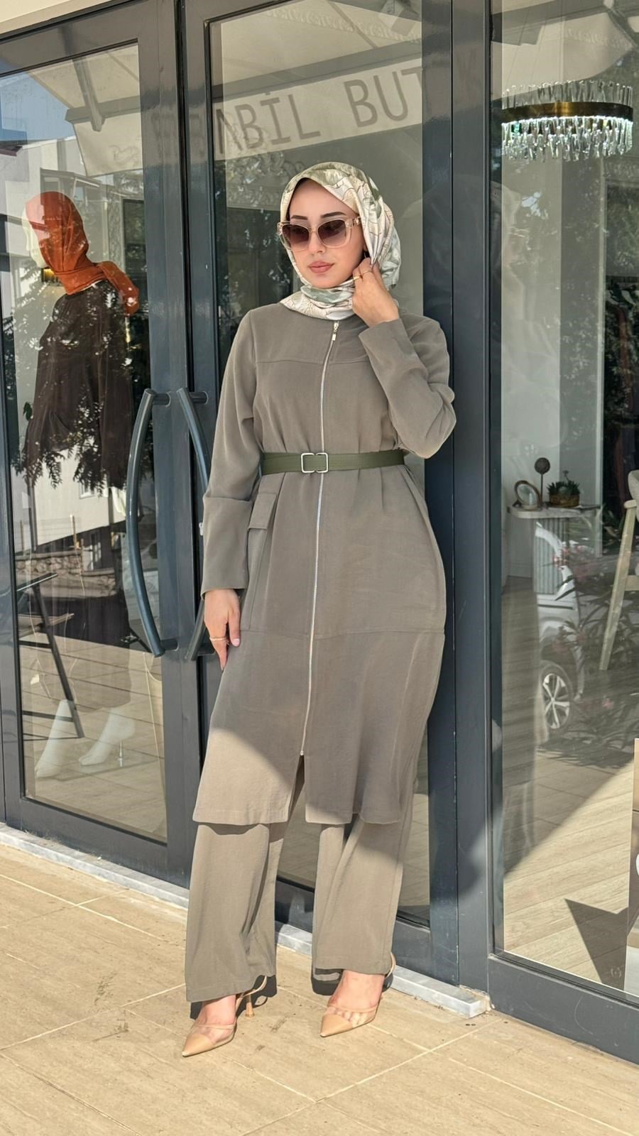 Nurcan Çetin Kemer Detaylı Cep Görünümlü Tunik Takım 26458