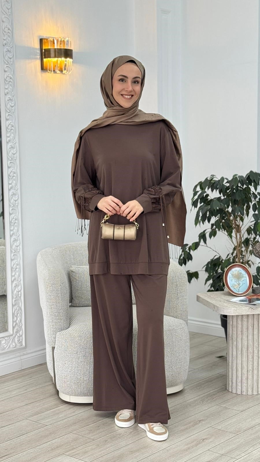 Nurcan Çetin Kolları Detaylı Pantolonlu Takım 26440