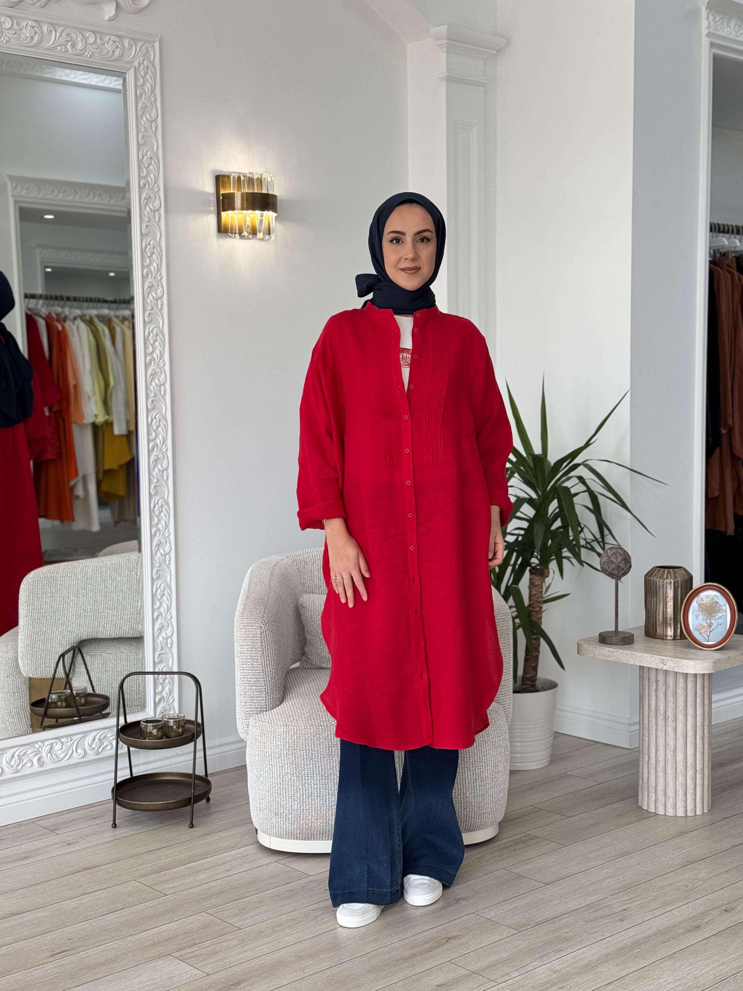 QOOQ Min Gömlek Kırmızı 25ss230