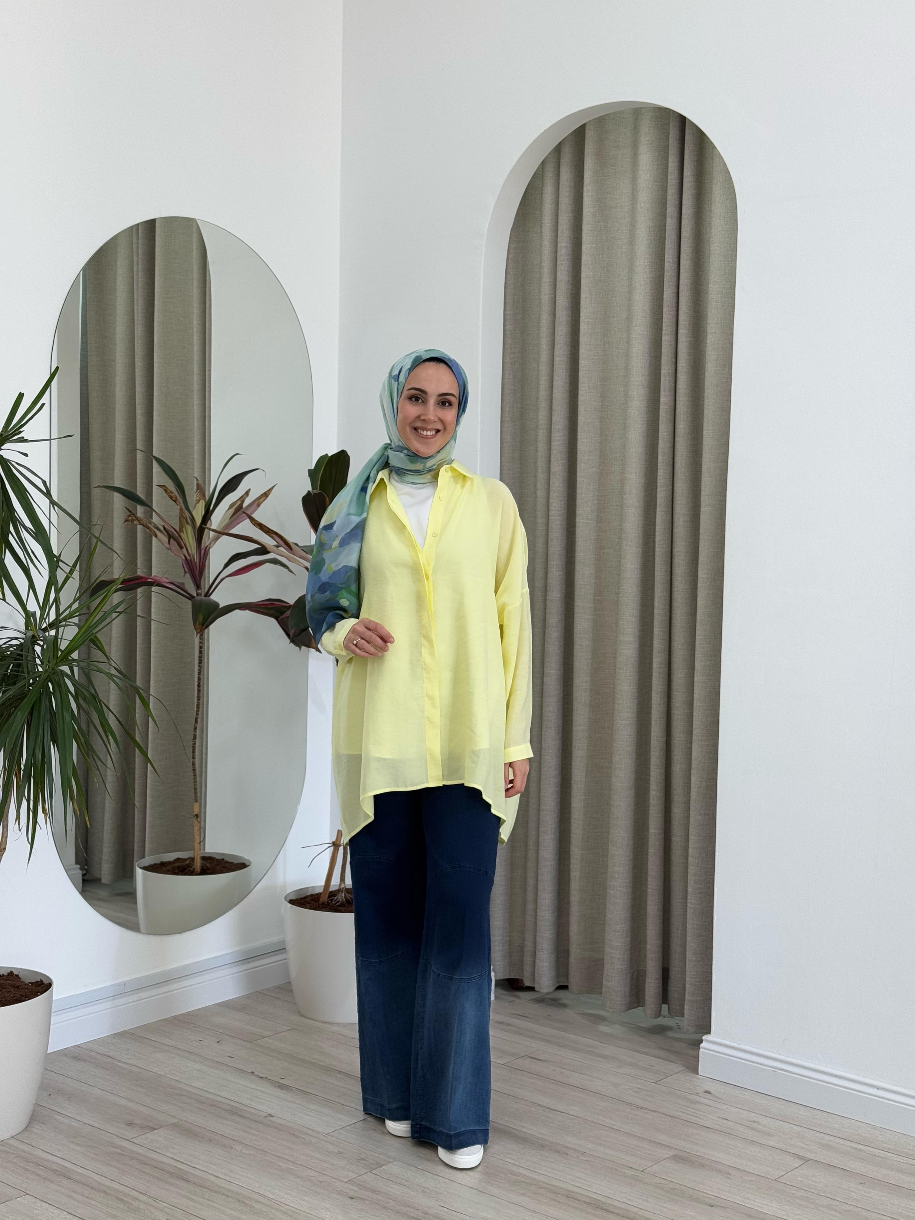 QOOQ Yarasa Kol Gömlek Limon 25ss231