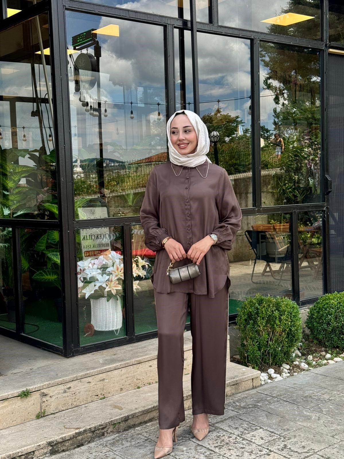 Zems İşleme Boncuklu Detaylı Pantolonlu Takım 2t063