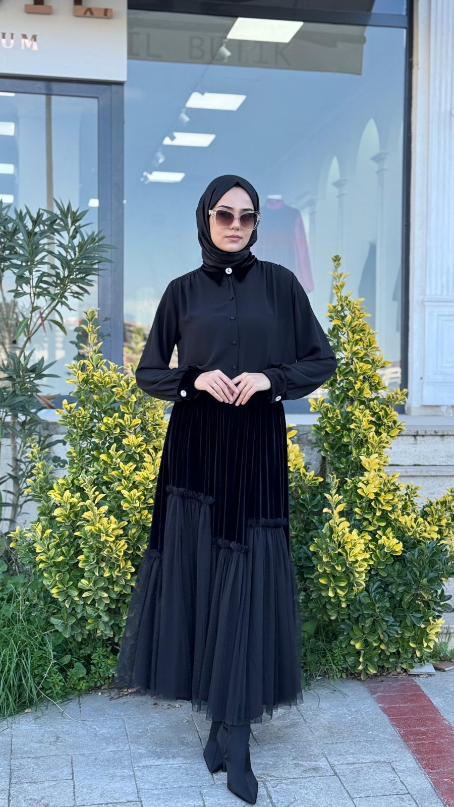 Zems Kadife Detaylı Etekli Takım 2791
