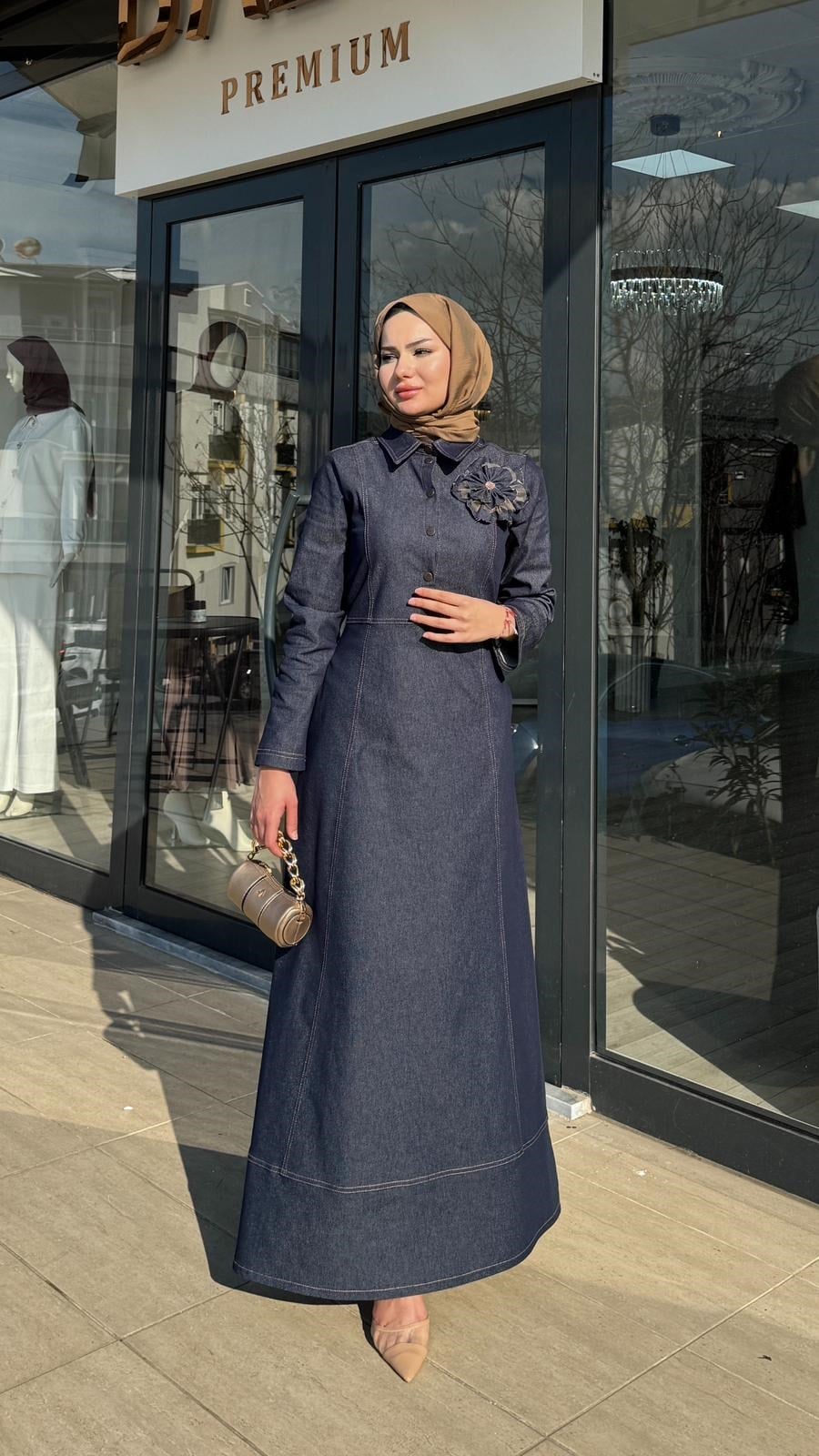 Zems Kot Denim Elbise 2861