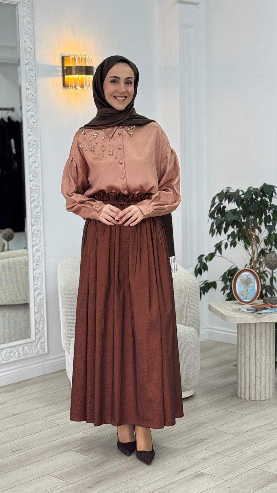 Zems Taşlı Etekli Takım 2t073
