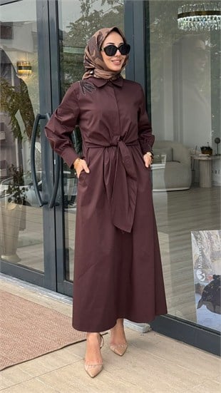 Clande İşlemeli Elbise 2602-5052