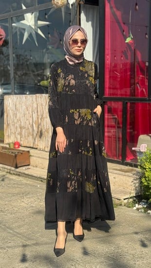 Misswhence Büyük Beden Desenli Elbise v3305