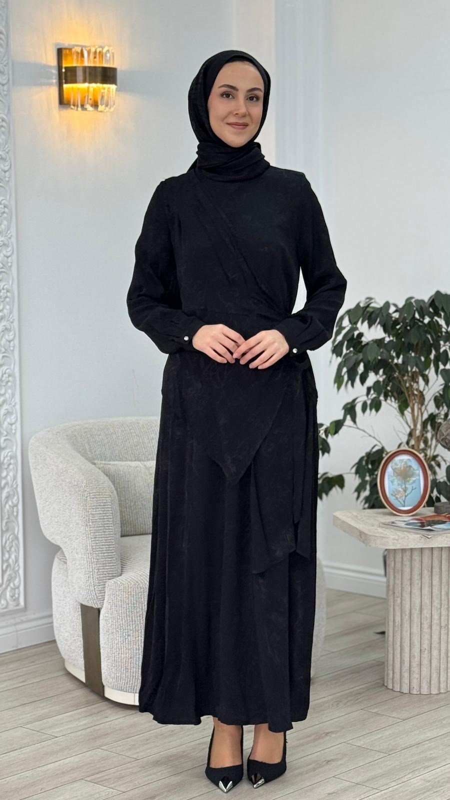 Almarwah 2 Parçalı Desenli Elbise 905008