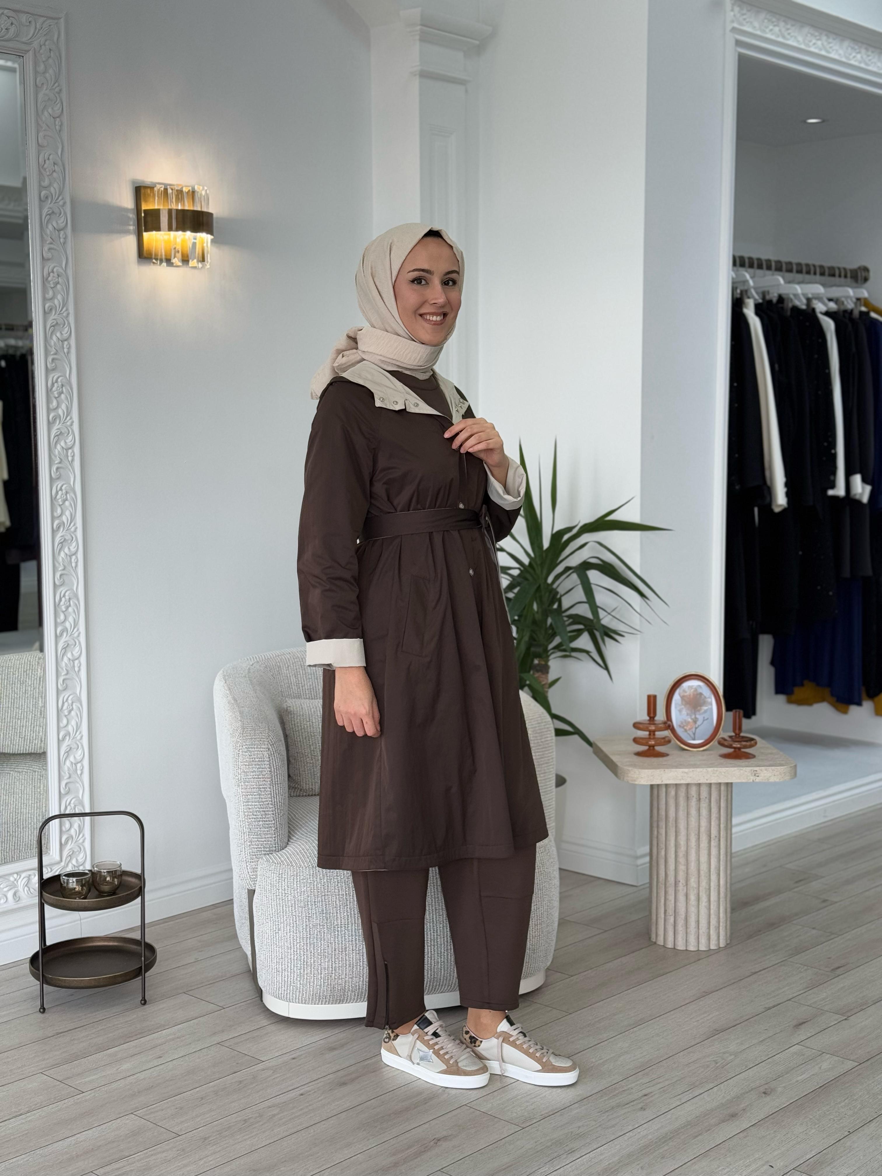 Almarwah Çift Taraflı Kap Kahve Bej 404928