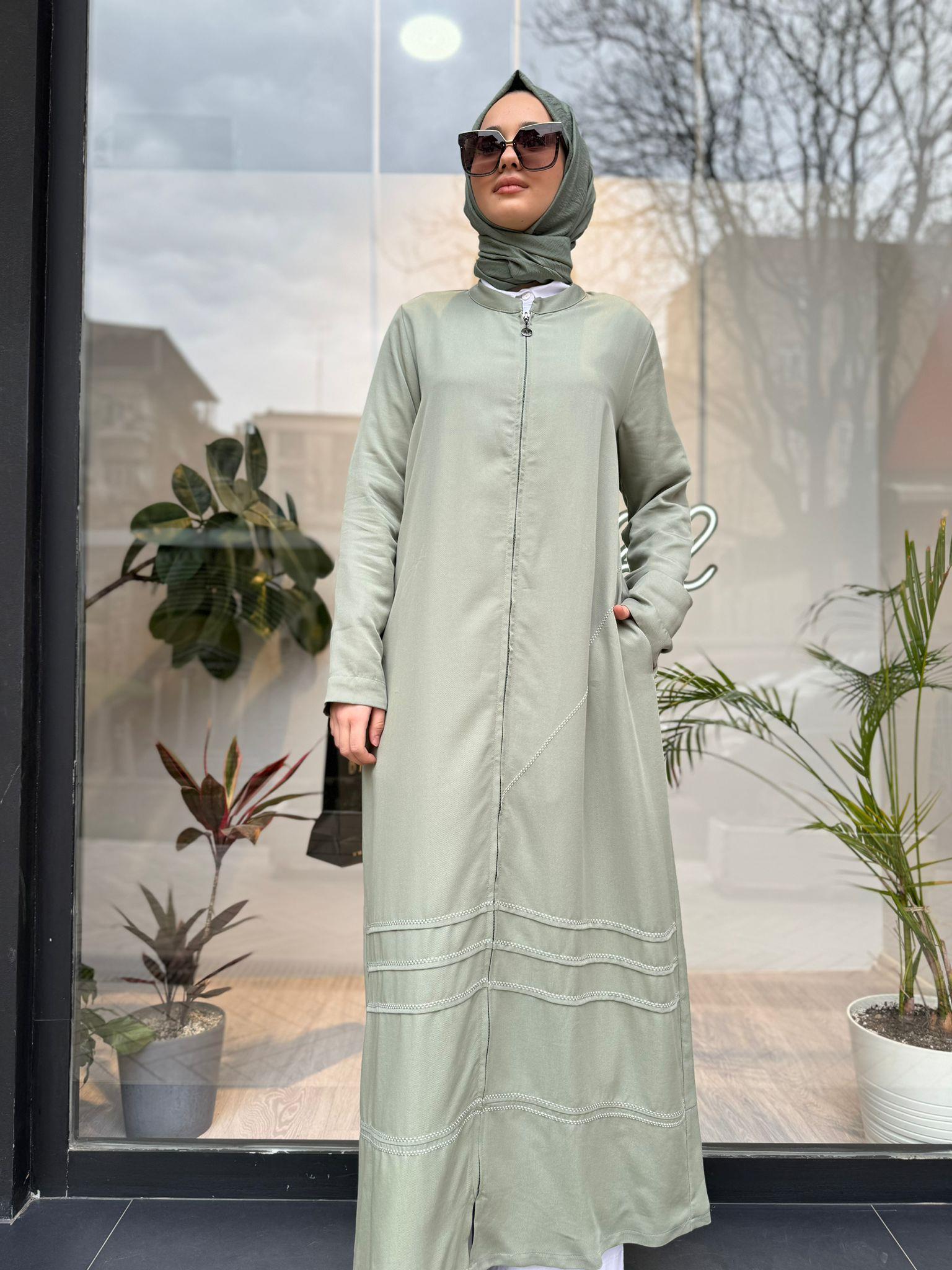 Almarwah Dikiş Detaylı Kap Yeşil 404854 - Babilbutik