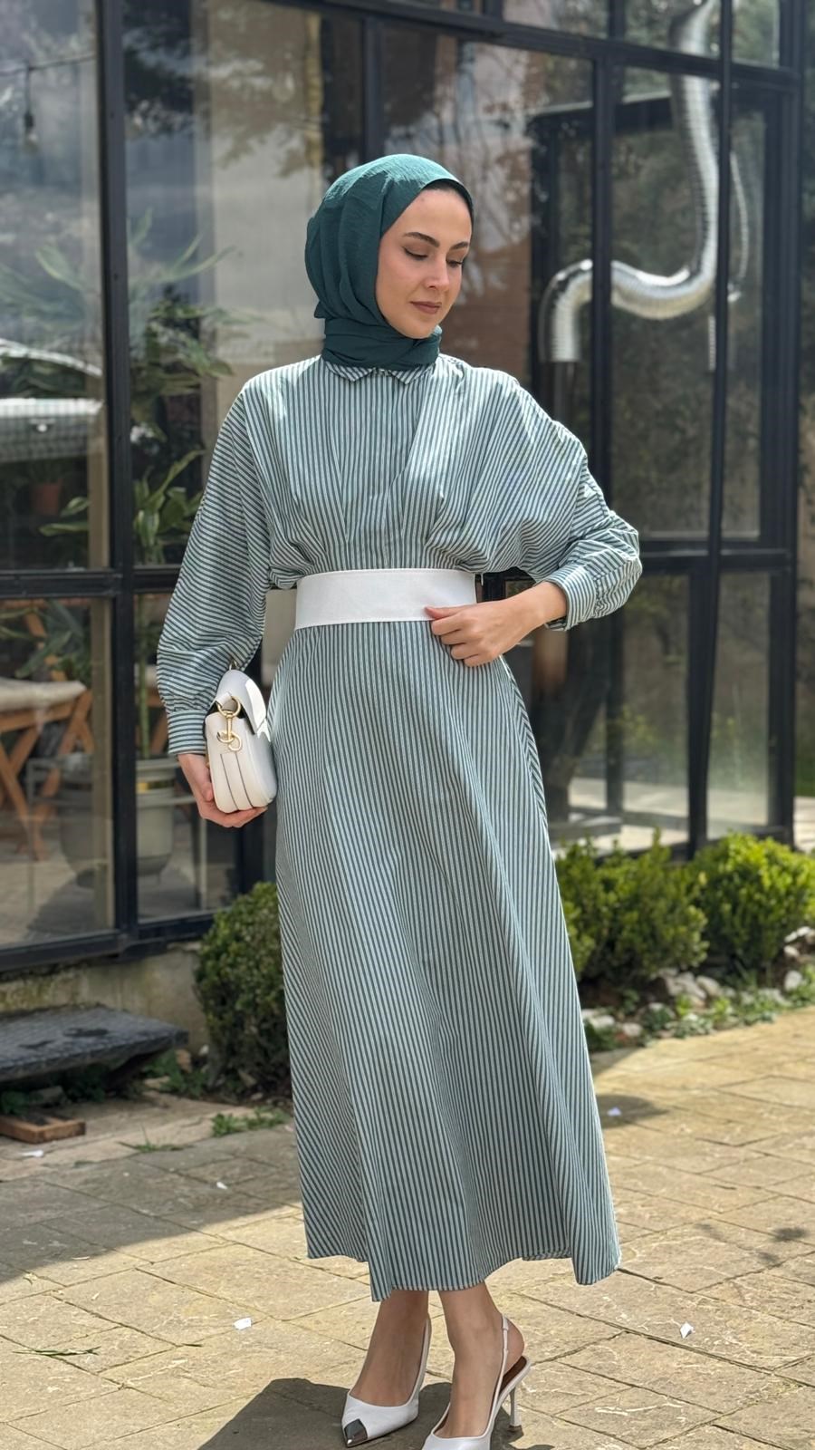 Almarwah Düz Çizgili Elbise 303909