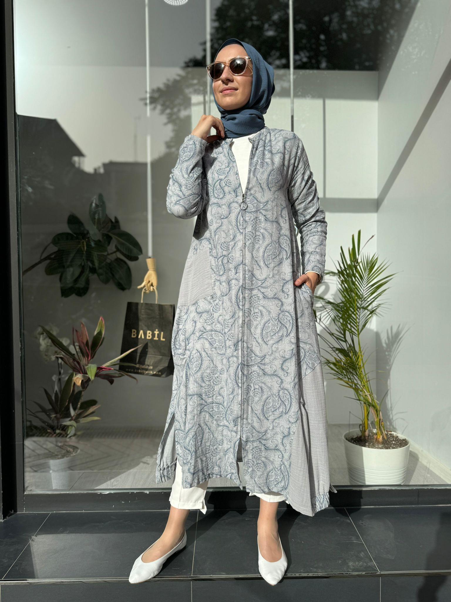 Almarwah Fermuarlı Kap Gri 404857