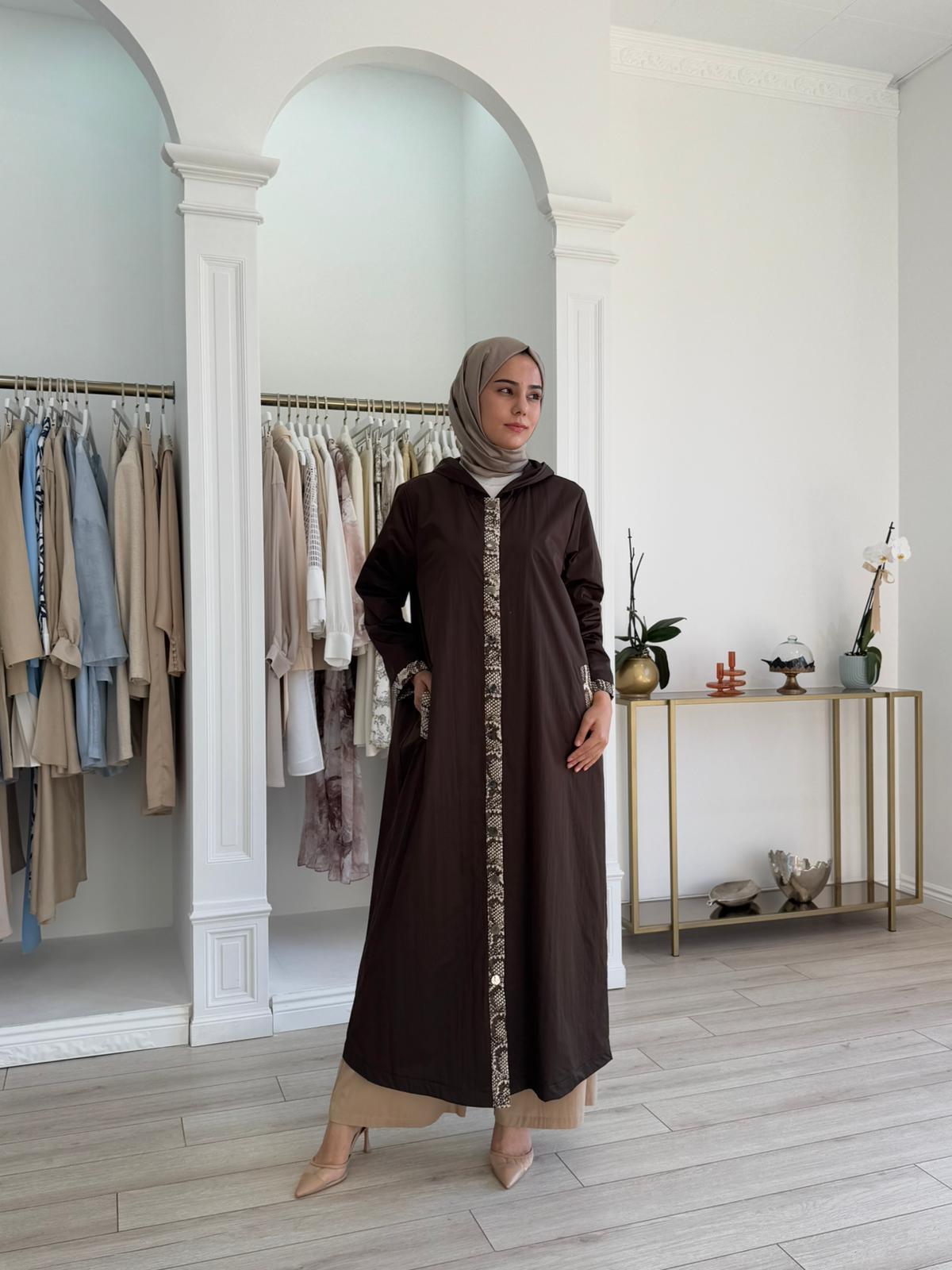 Almarwah Kapüşonlu Kap Kahverengi 50943