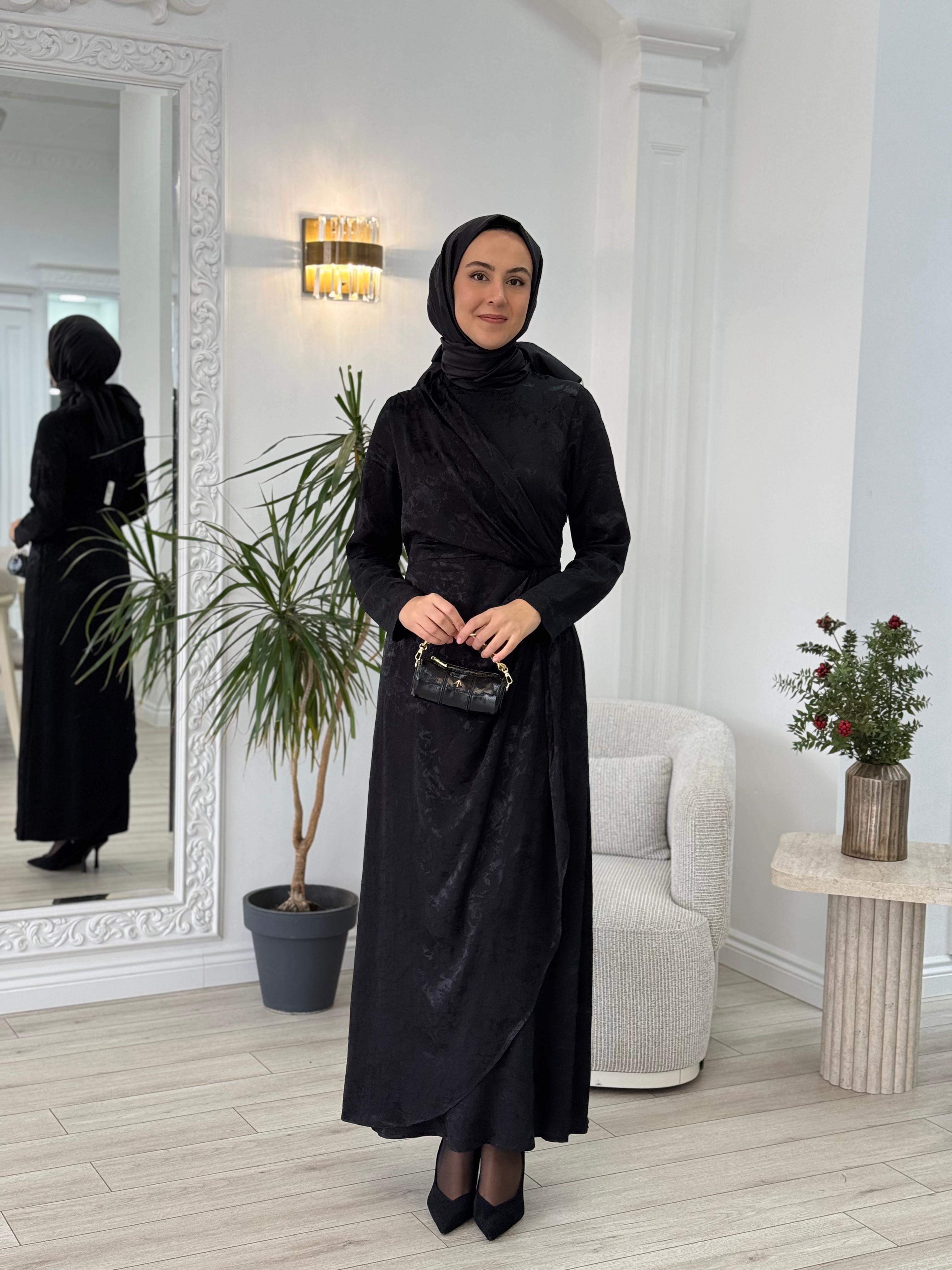 Almarwah Kendinden Desenli Elbise 90462