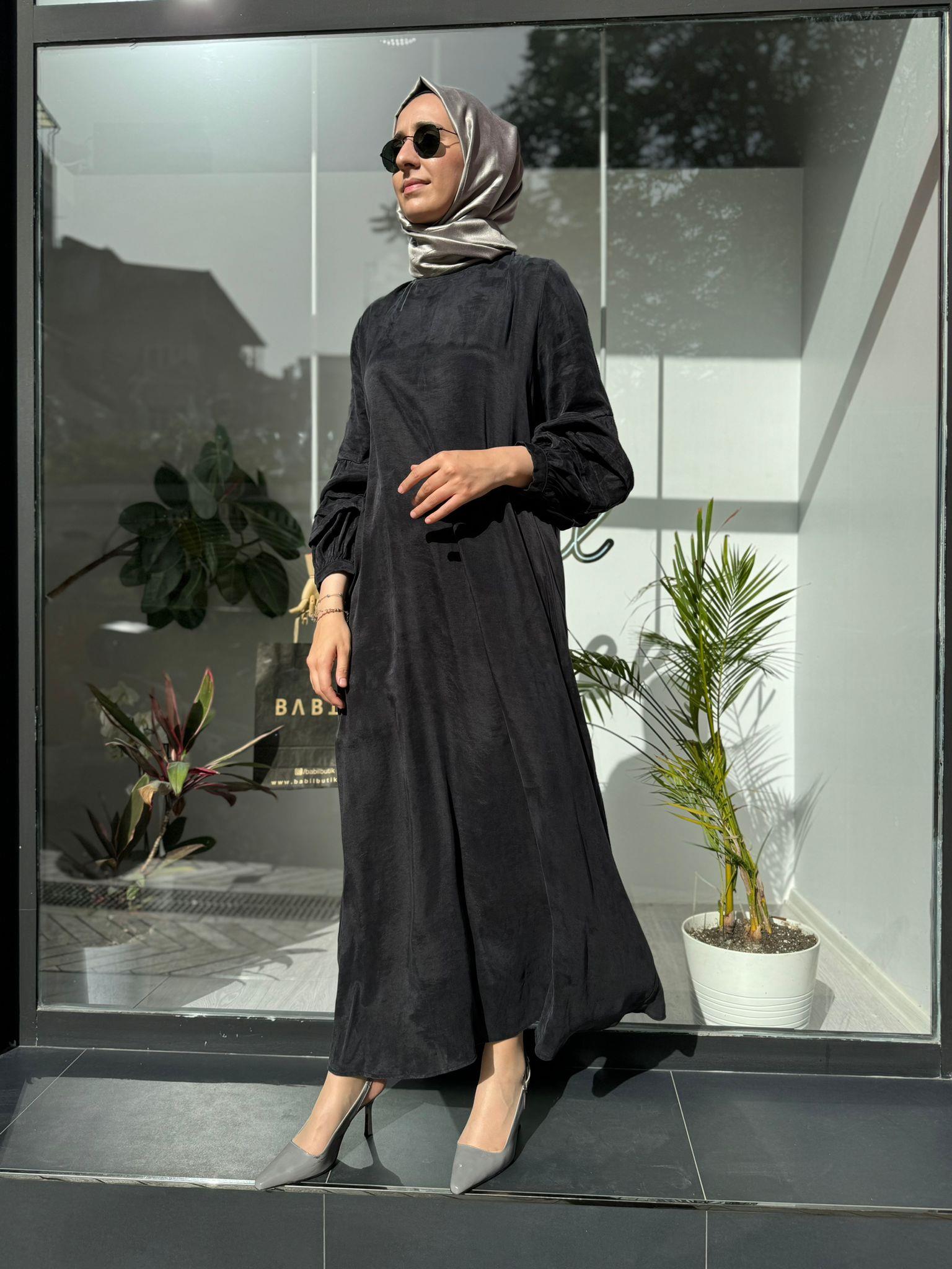 Almarwah Kol Detay Basic Elbise Siyah 303755