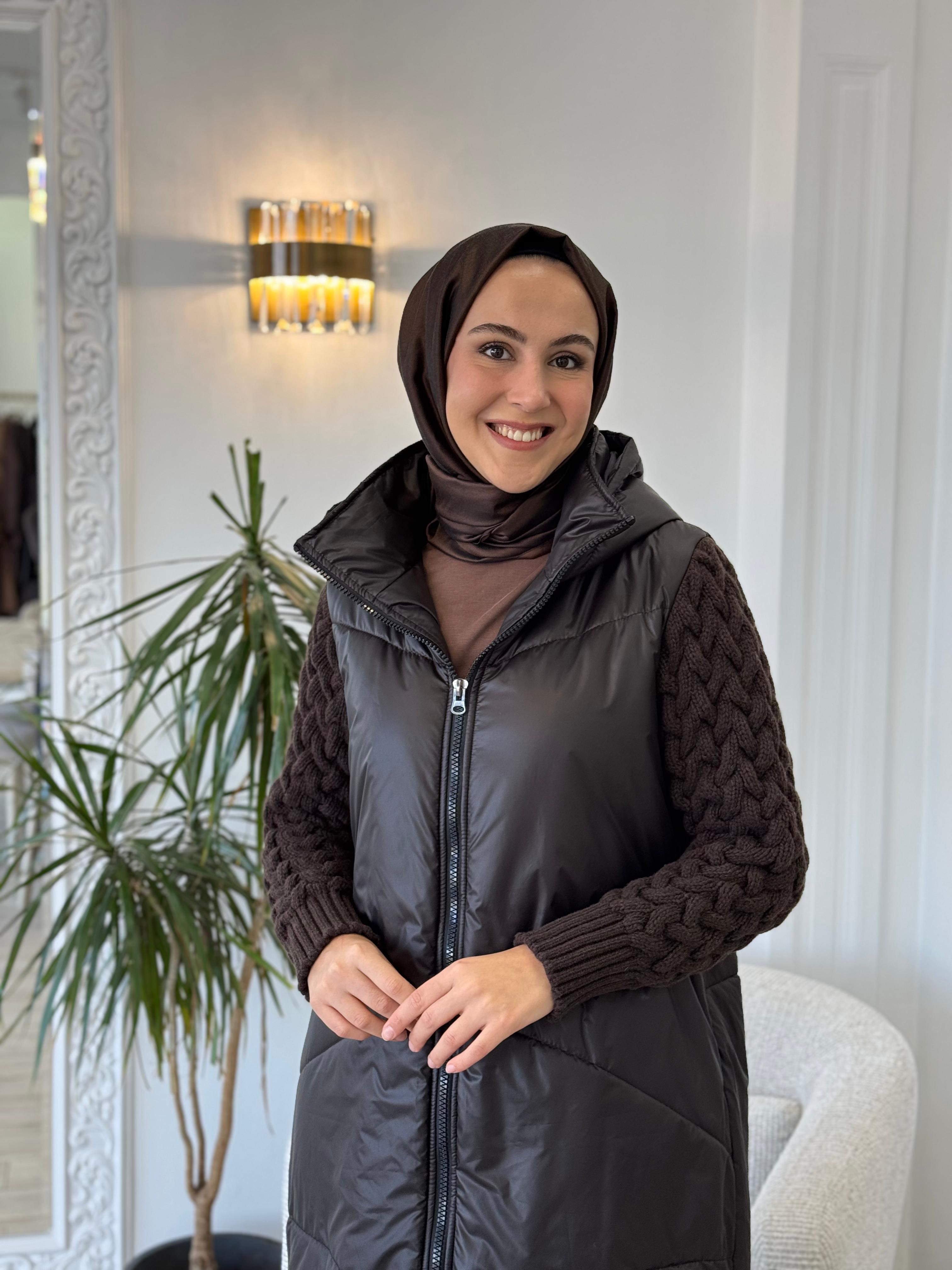 Almarwah Kol Detaylı Kahverengi Mont 505314