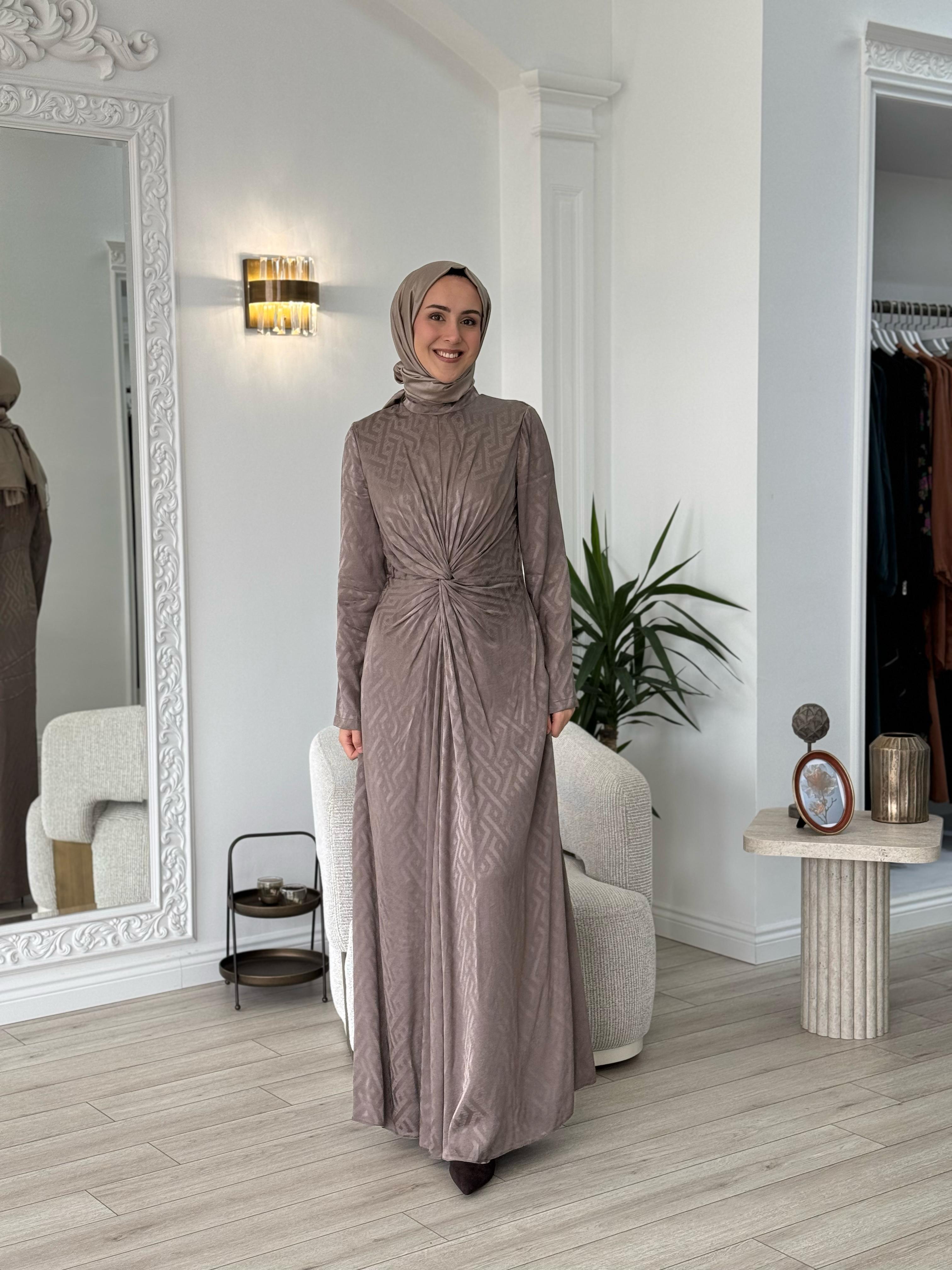 Almarwah Kruvaze Elbise Vizon 90496