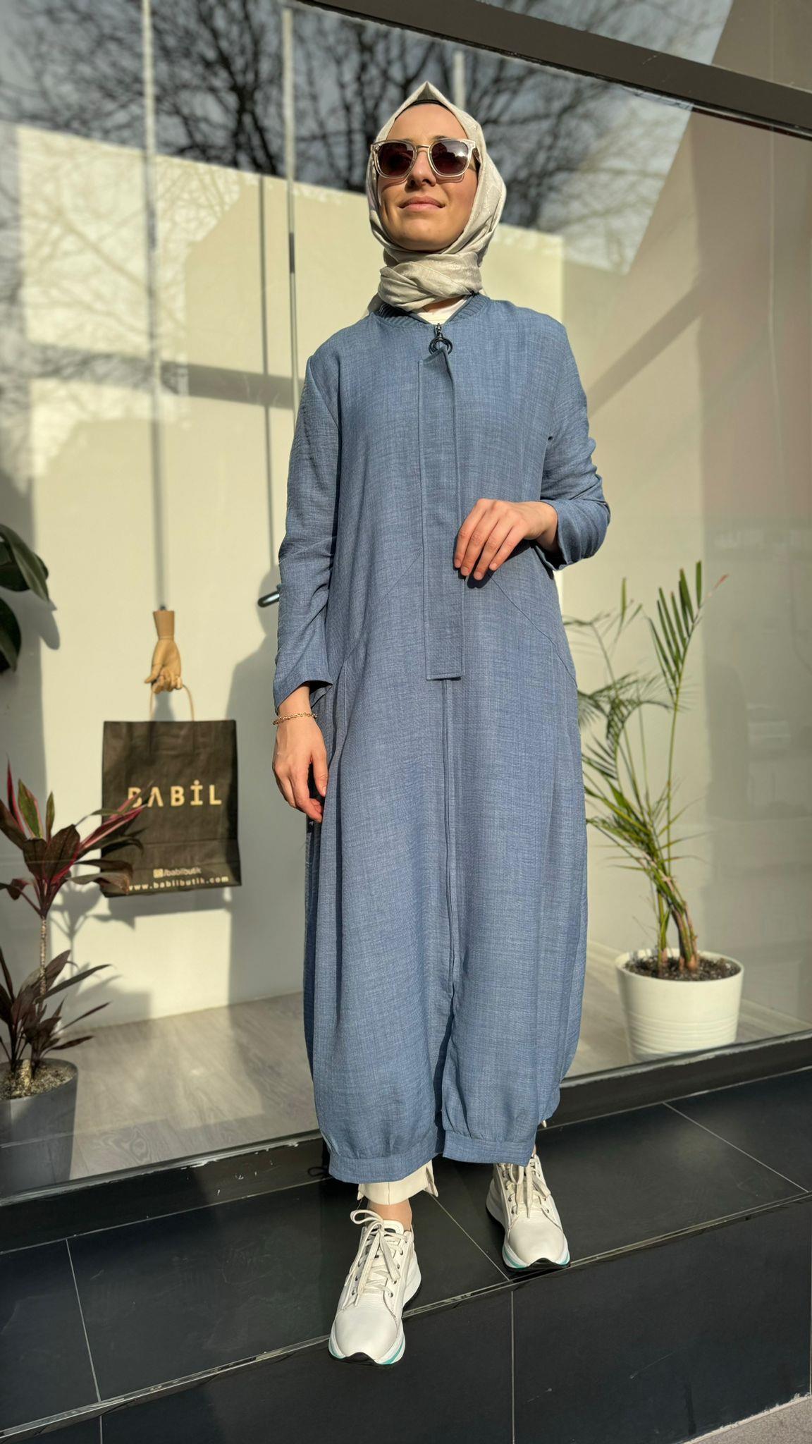 Almarwah Manşet Detaylı Kap İndigo 404838