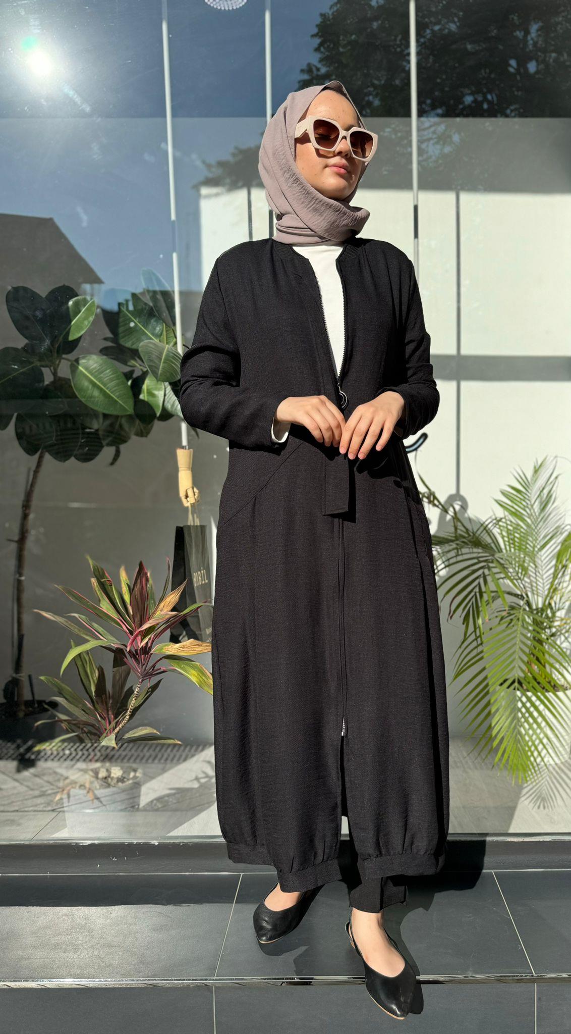 Almarwah Manşet Detaylı Kap Siyah 404838