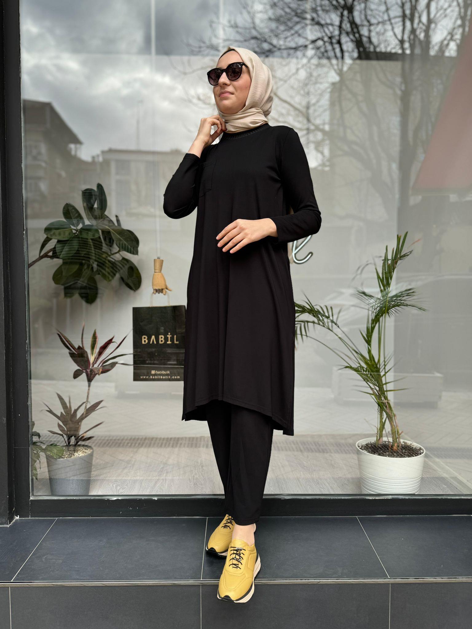 Almarwah Modal Pantolon Takım Siyah 202555