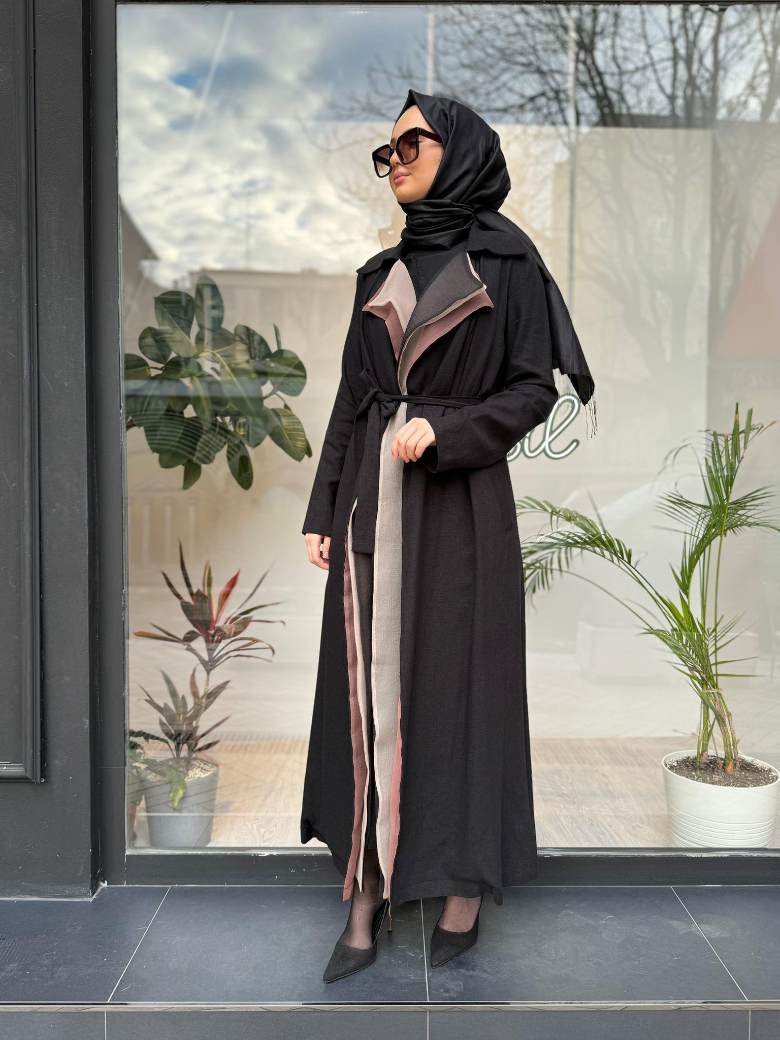 Almarwah Organze Tül Detaylı Kap Siyah 404438