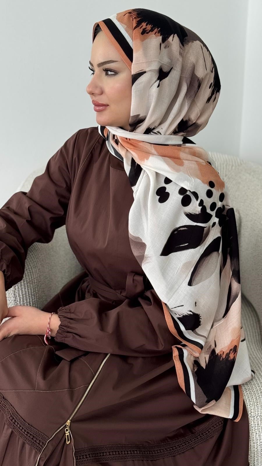 Almarwah Şal  Yaprak Desenli 15115