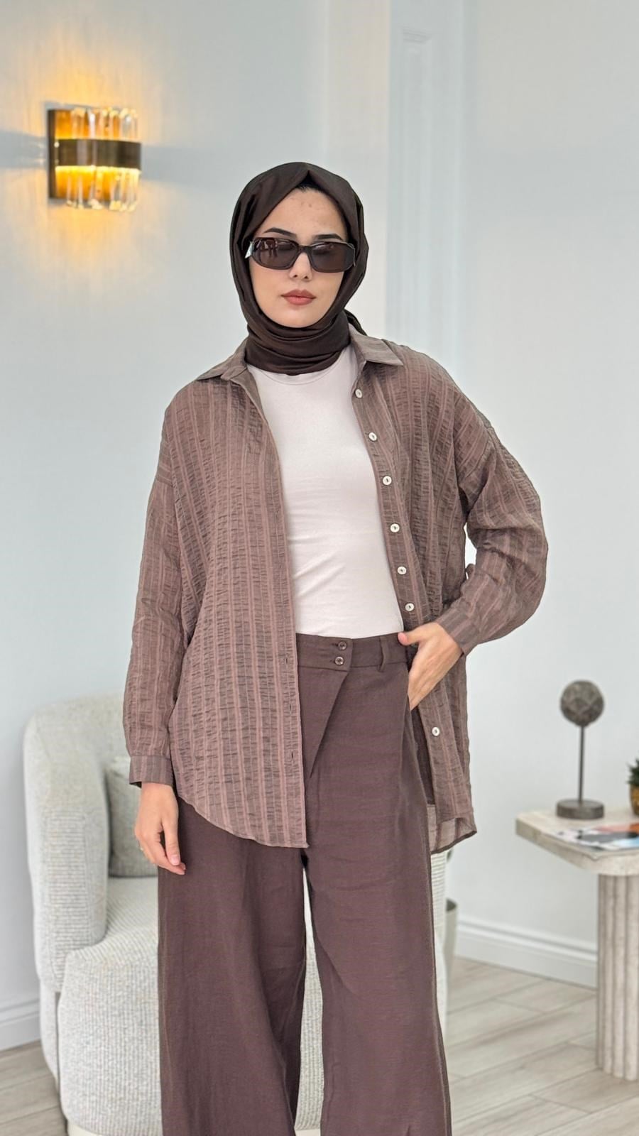 Almarwah Şeritli Gömlek 101006