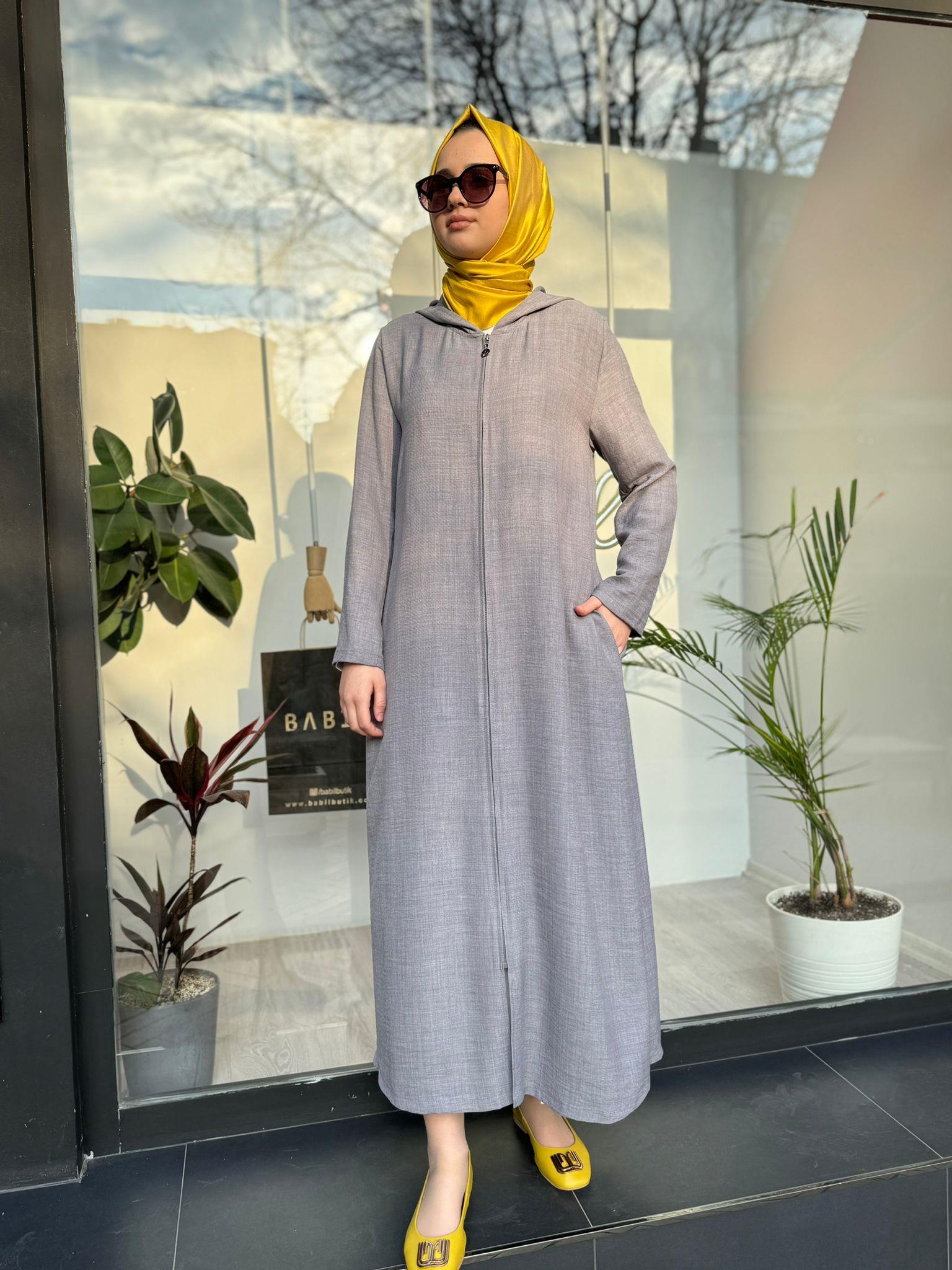 Almarwah Sırt Detaylı Kap Gri 404801